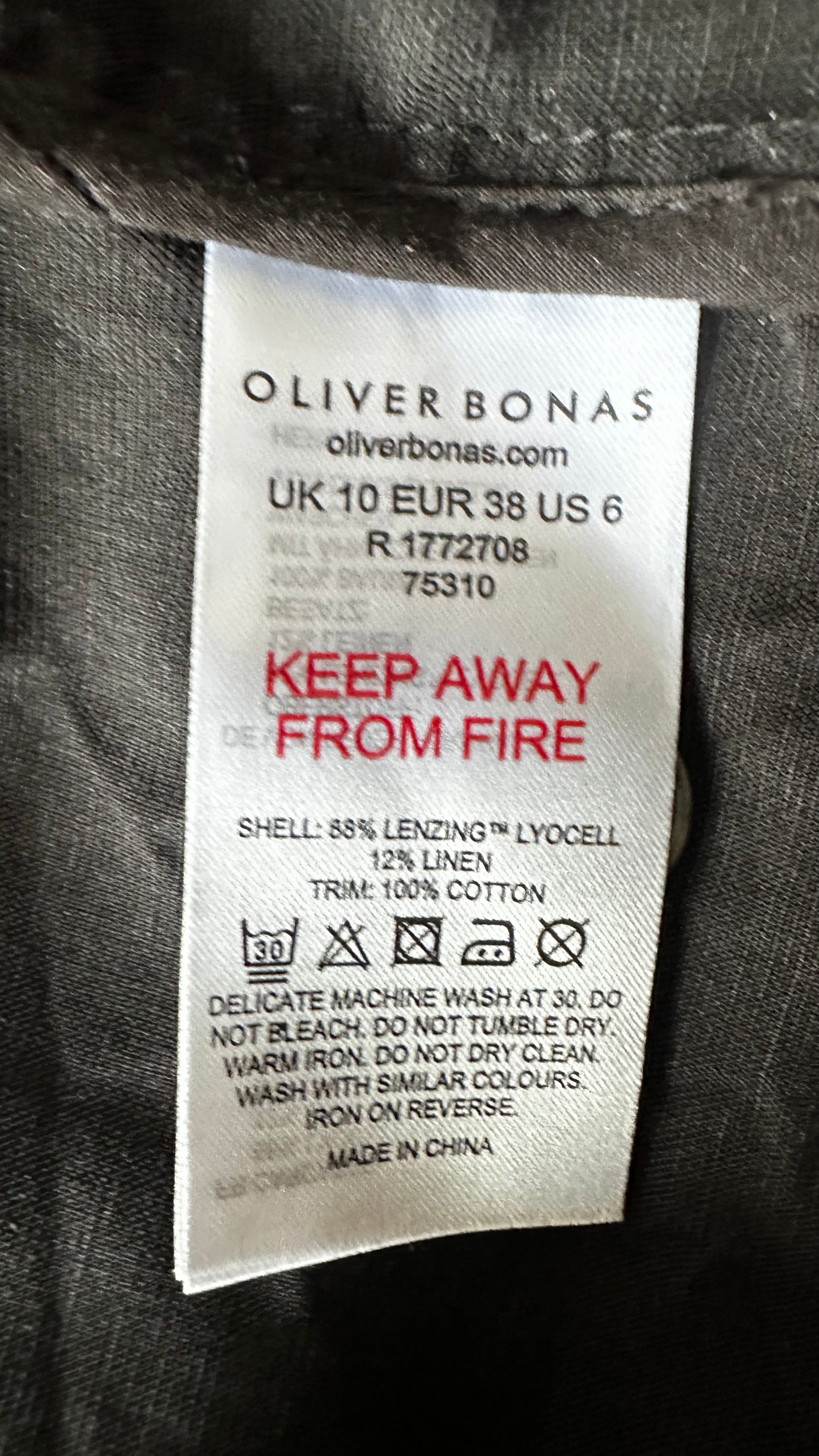 Oliver Bonas black button up mini dress small UK 10 vgc