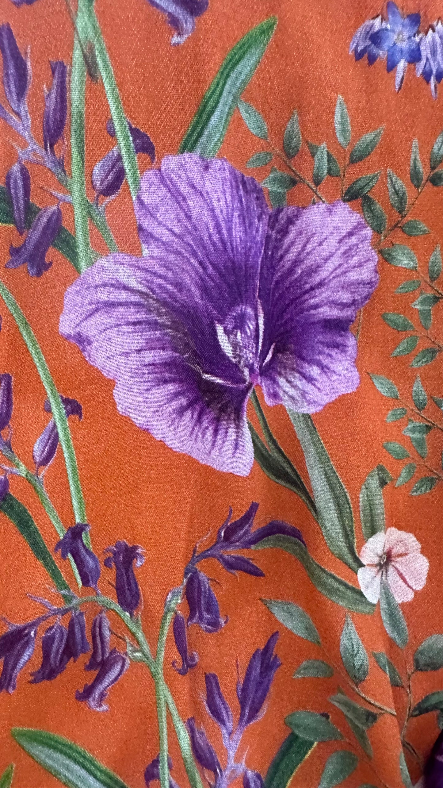 Mango burnt orange lilac wrap midi dress medium UK 10-12 vgc floral