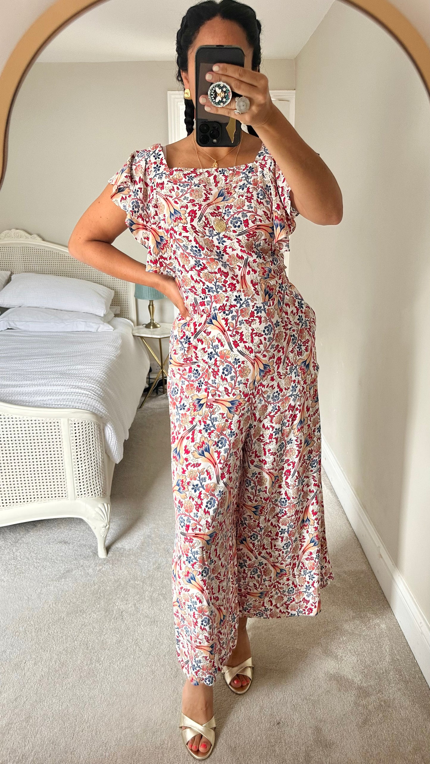 Somerset Alice Temperley coral white blue printed jumpsuit playsuit large UK 12 new bnwot