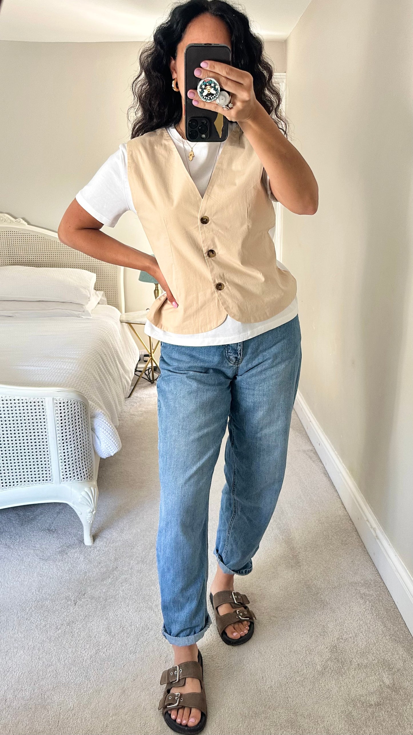Zara cream white casual top waistcoat small UK 8 10 vgc