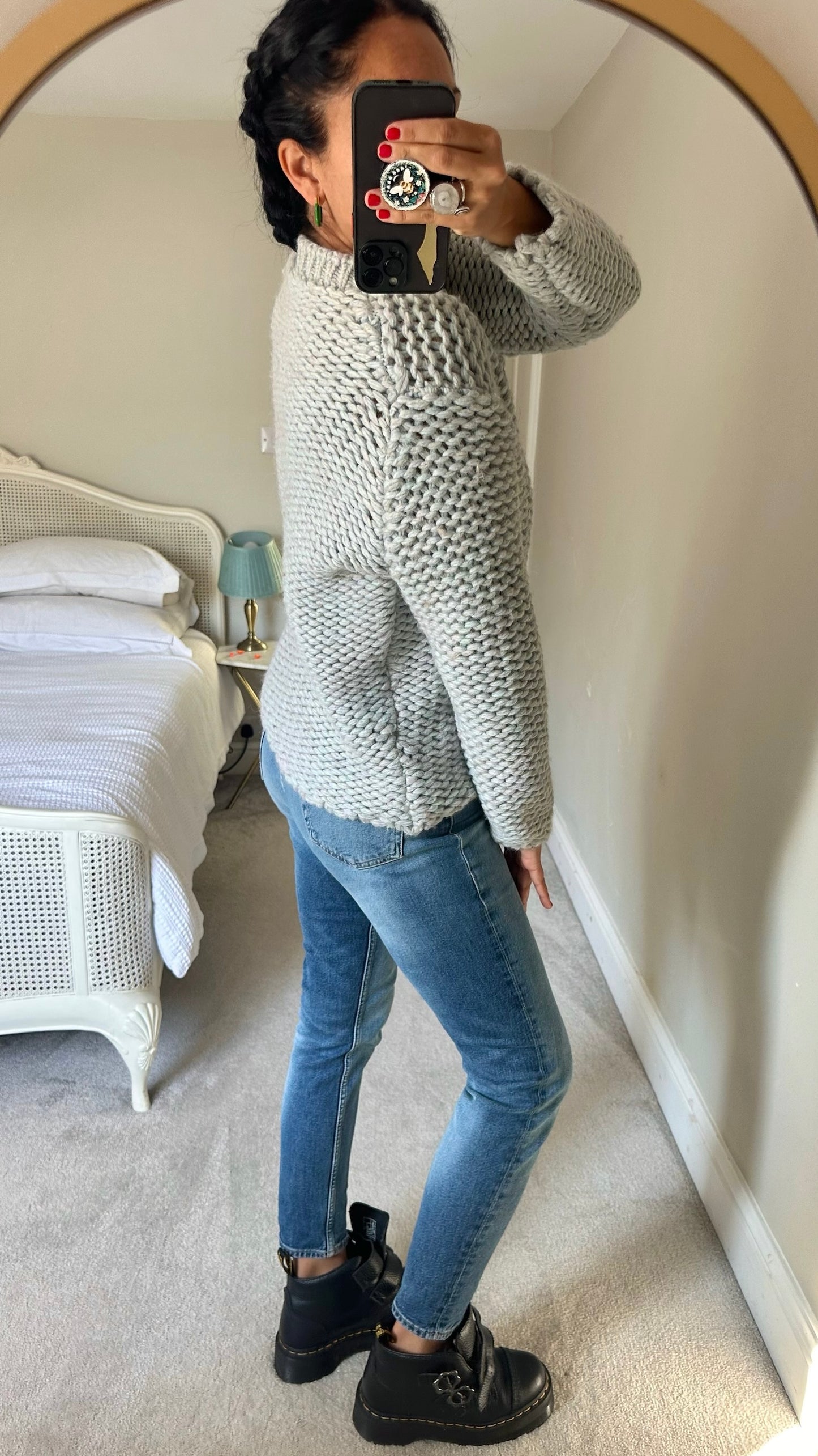 Paul & joe sister light blue chunky knit alpaca wool blend jumper small UK 8 vgc w25