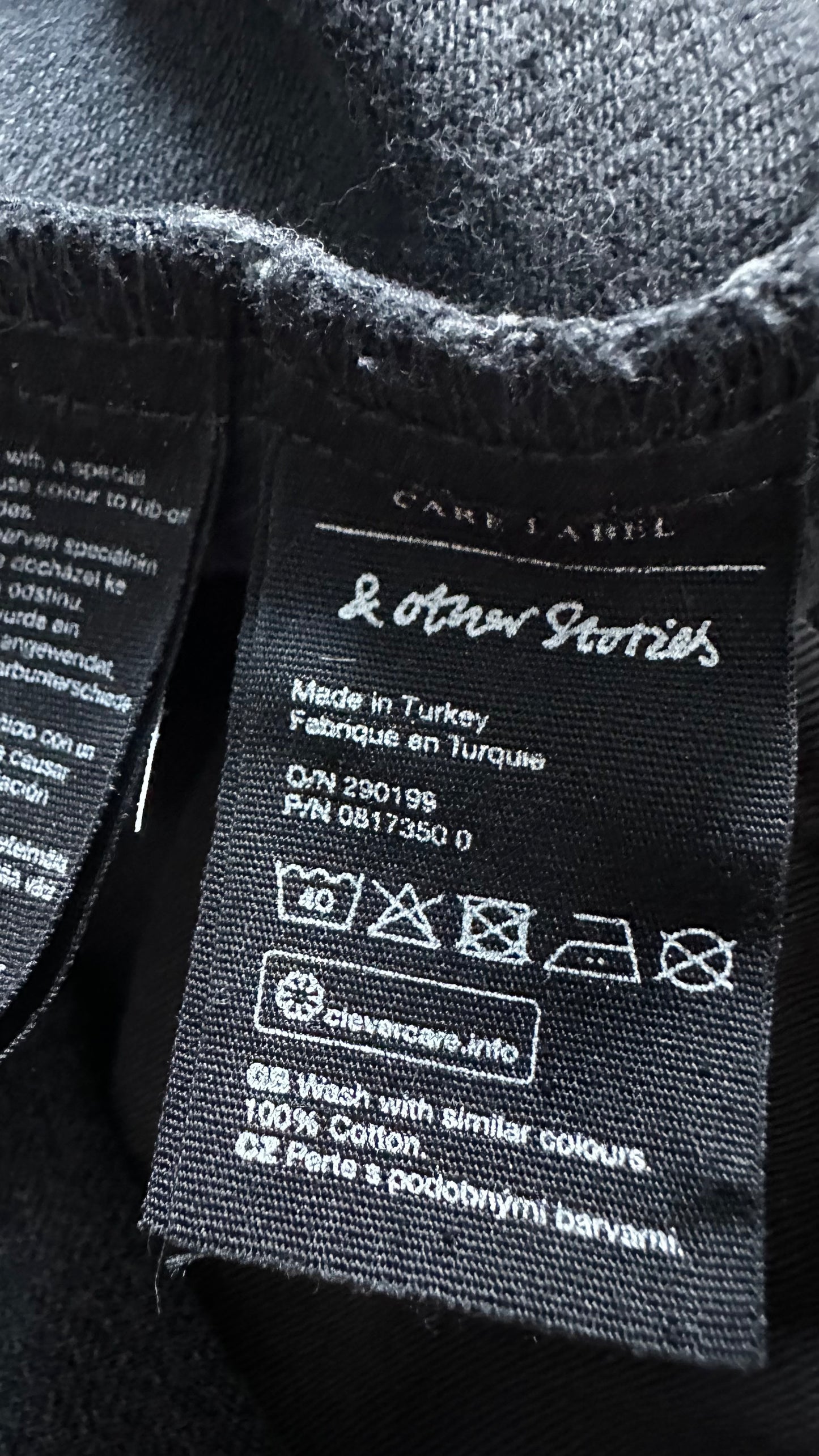 & other stories black charcoal denim casual dress medium UK 12 vgc