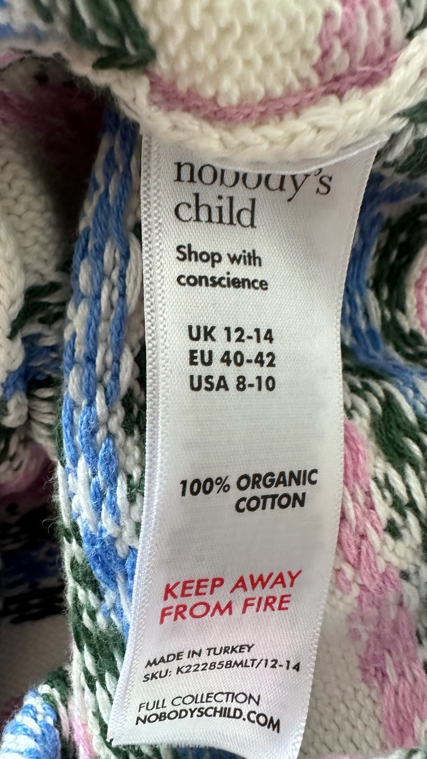 Nobody’s child vintage-look knitted vest top UK 12-14 vgc