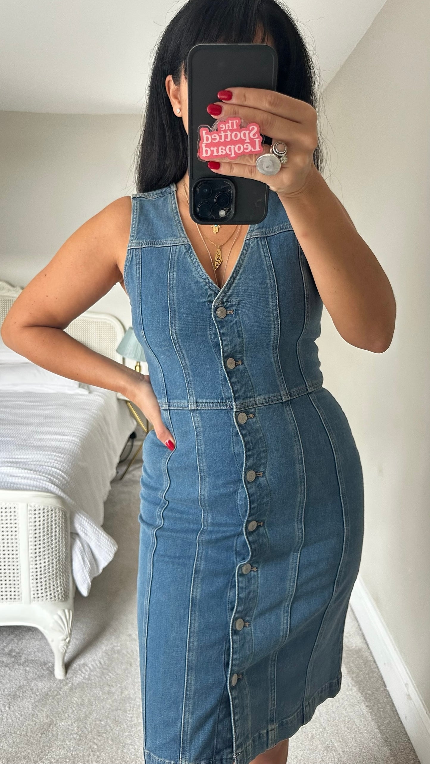 Selected femme @ Anthropologie blue denim button up mini dress small UK 8 vgc