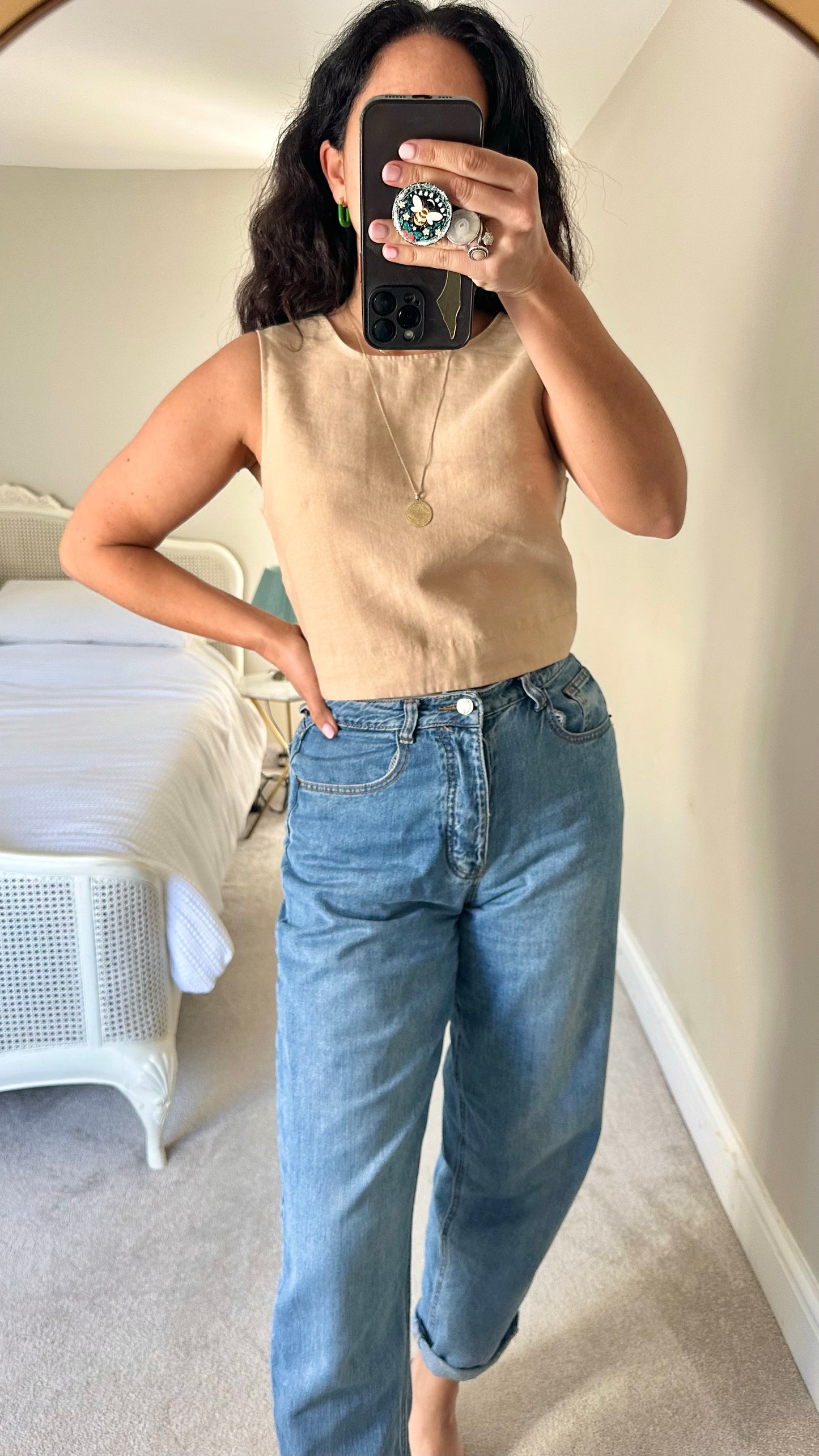 & other stories cream beige cropped plain tank top medium UK 10-12 vgc