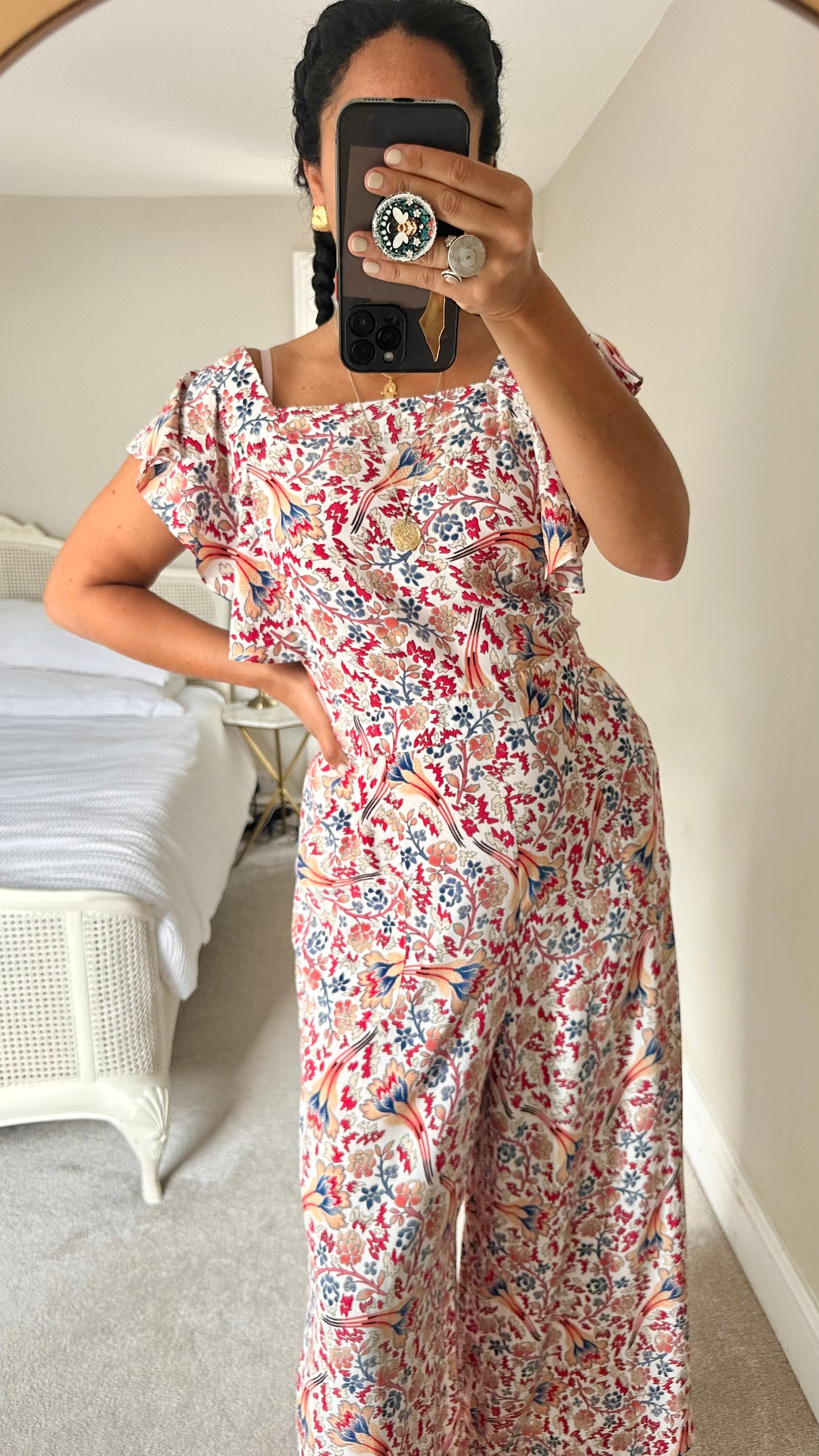 Somerset Alice Temperley coral white blue printed jumpsuit playsuit large UK 12 new bnwot