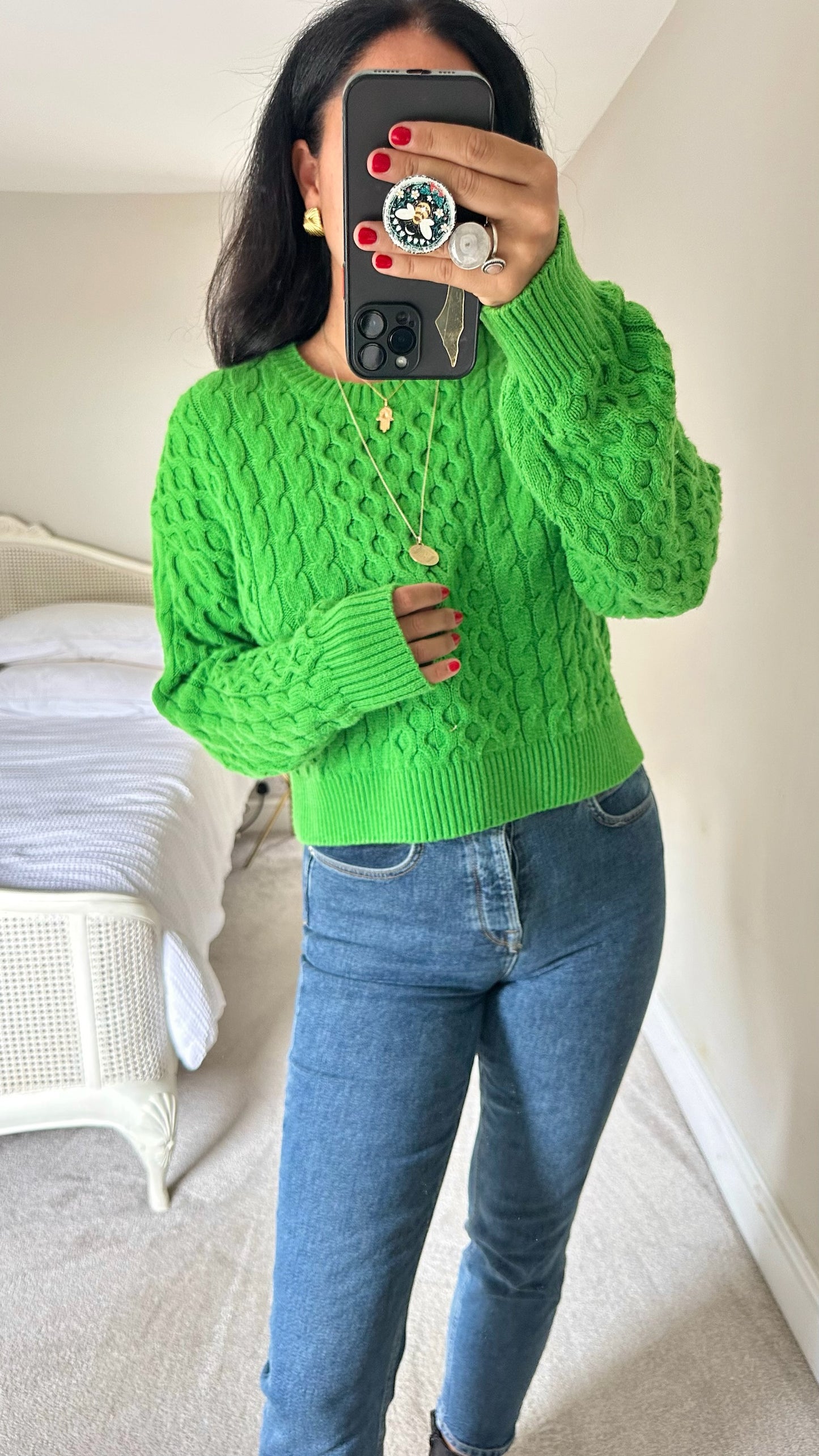 & other stories pea green knitted jumper large UK 12 vgc w25
