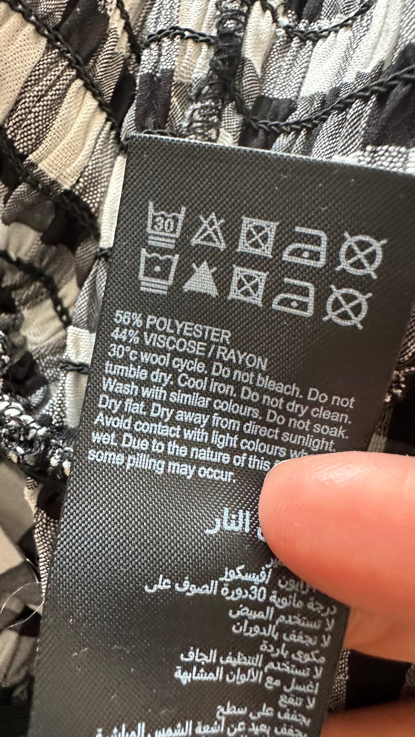 Mint Velvet black cream white gingham check midi long dress small UK 10-12