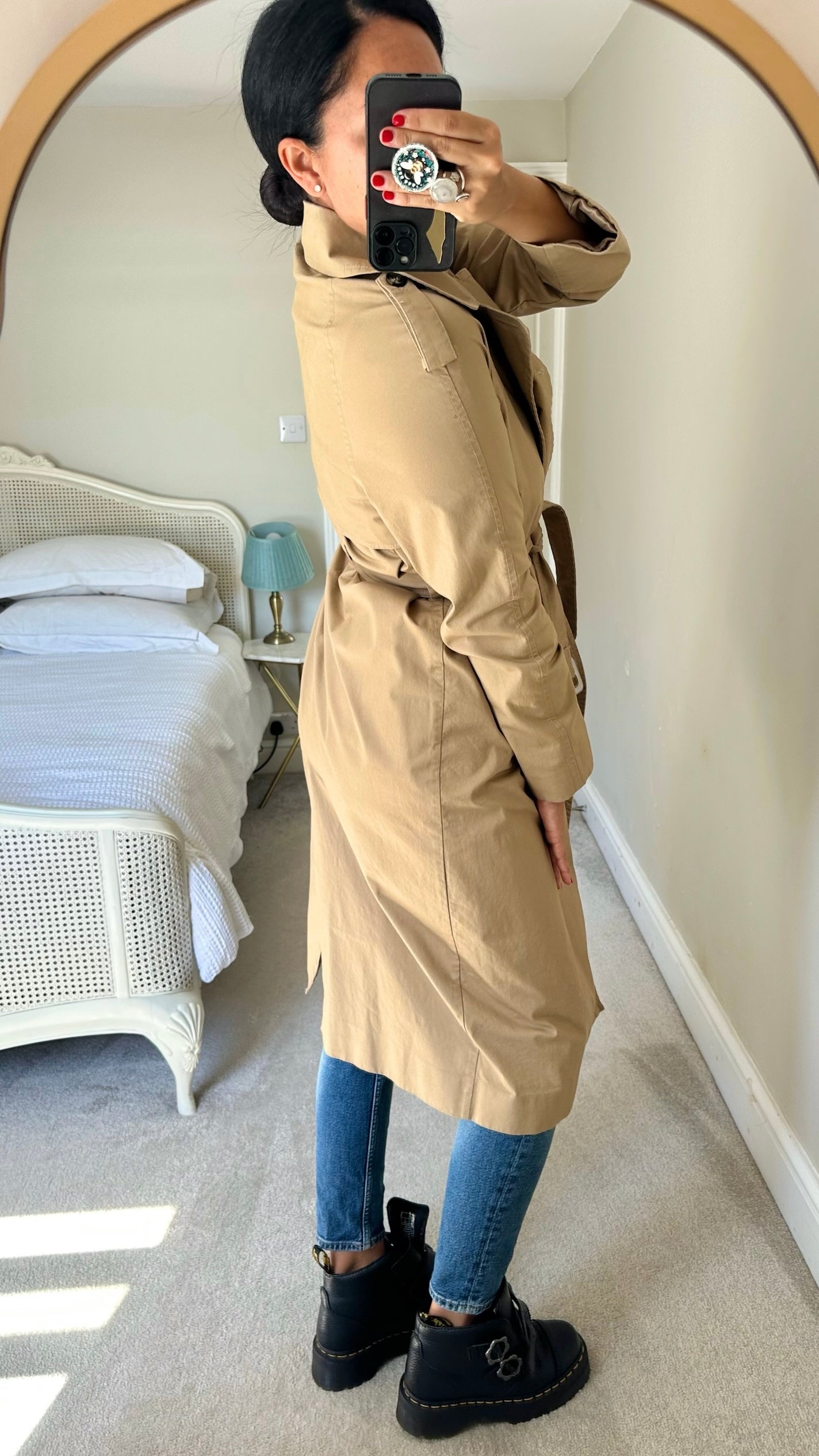 & other stories beige trench coat mac long line medium UK 10-12 vgc w25