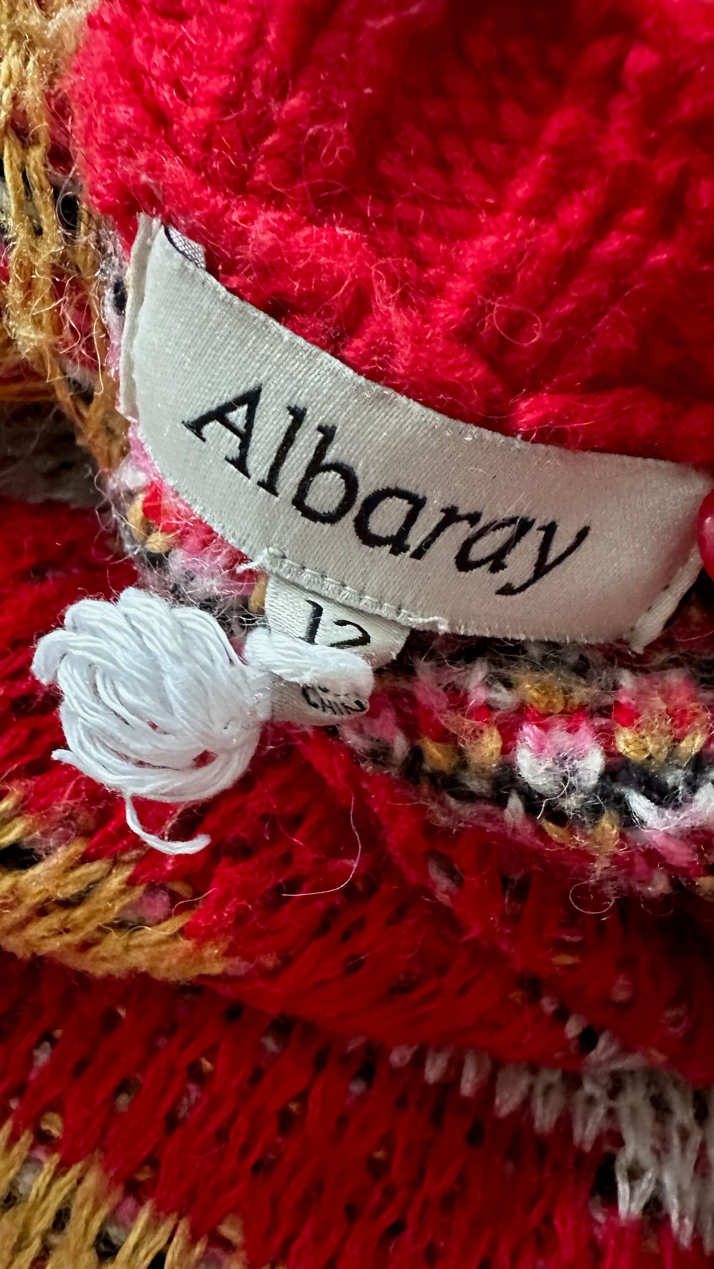 Albaray red knitted jumper large UK 12 vgc