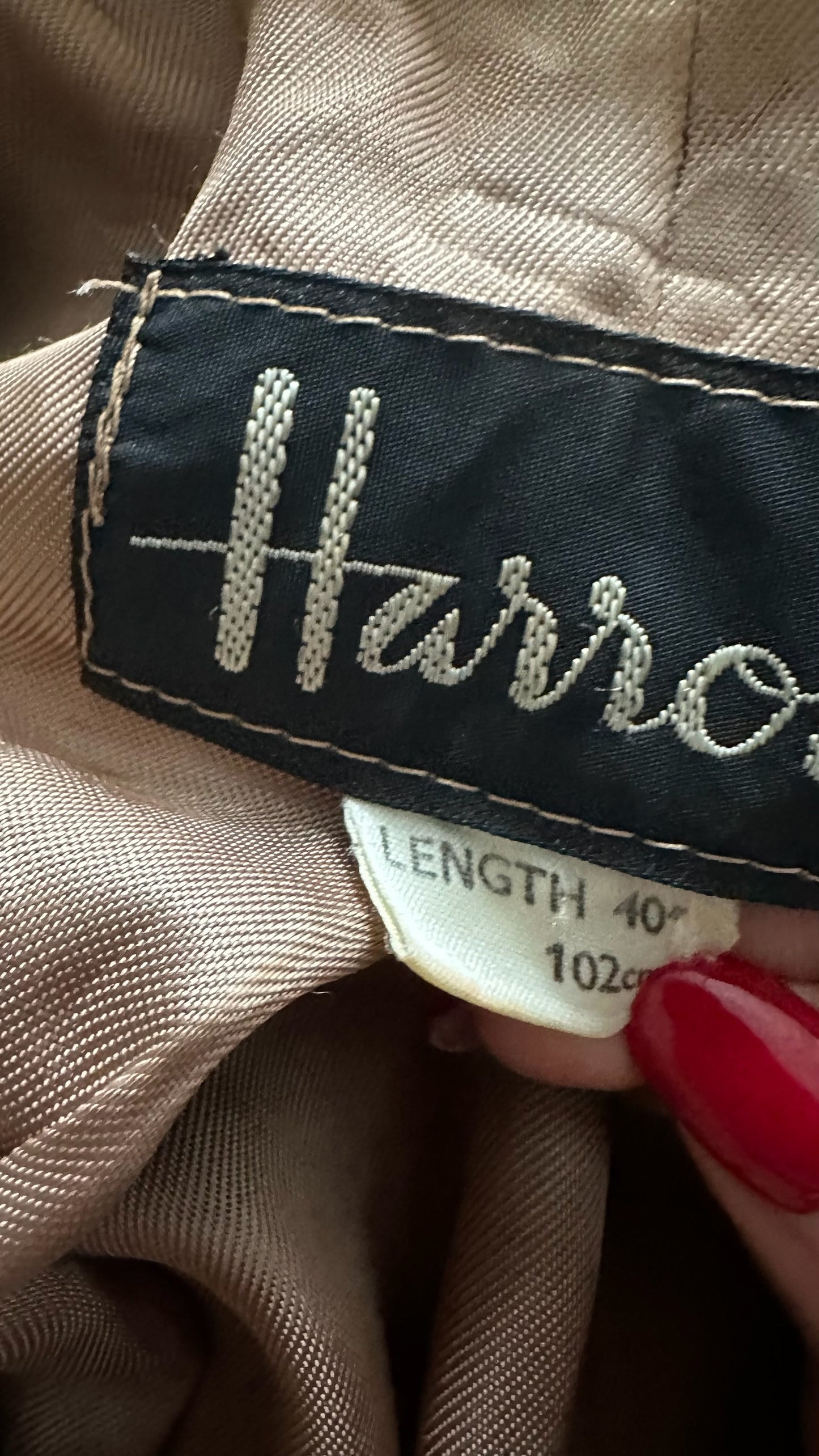 Harrods camel beige pure wool winter coat jacket large UK 12 vintage vgc