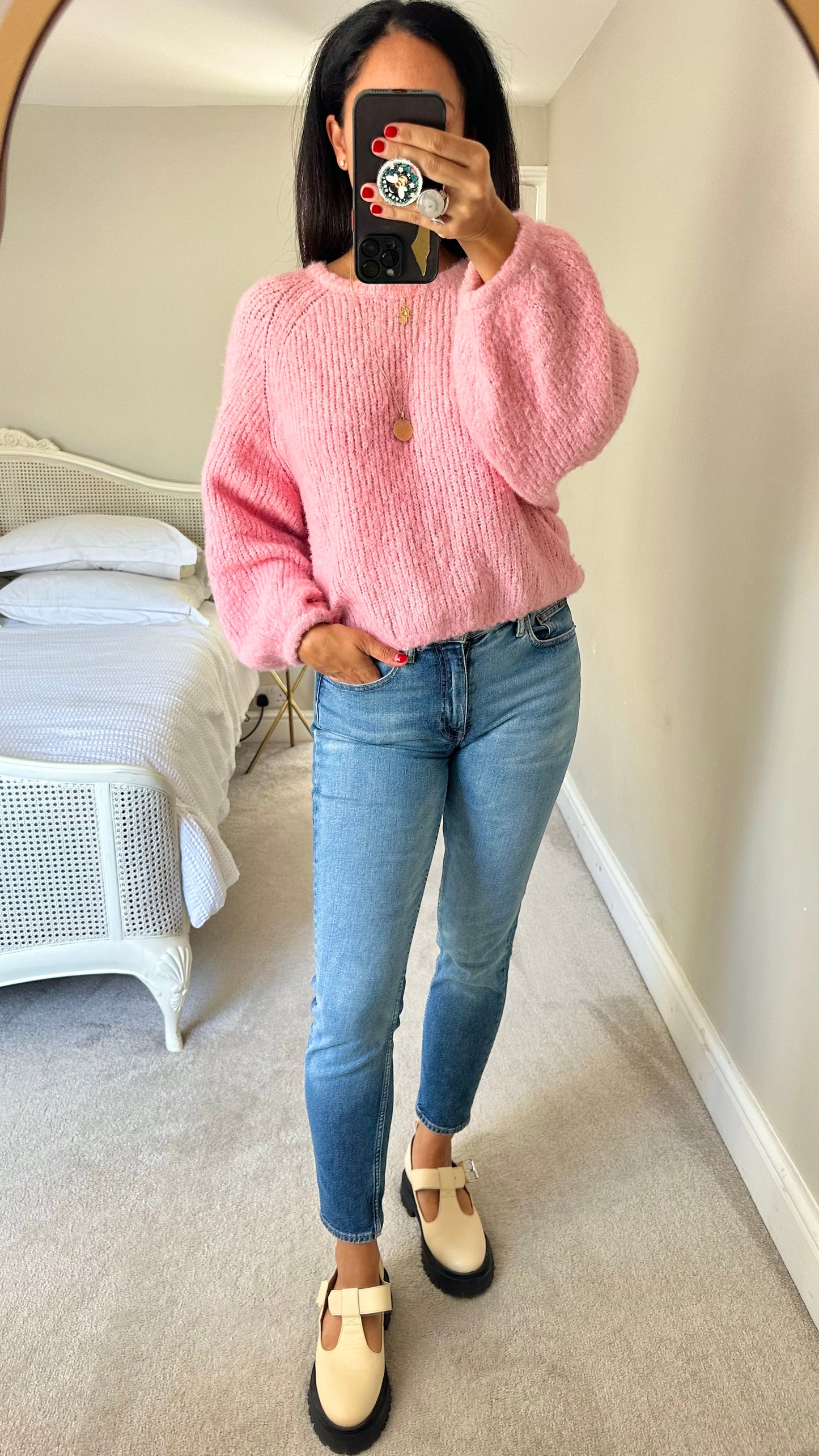 Oliver Bonas candy pink knitted jumper sweater extra large UK 14 vgc