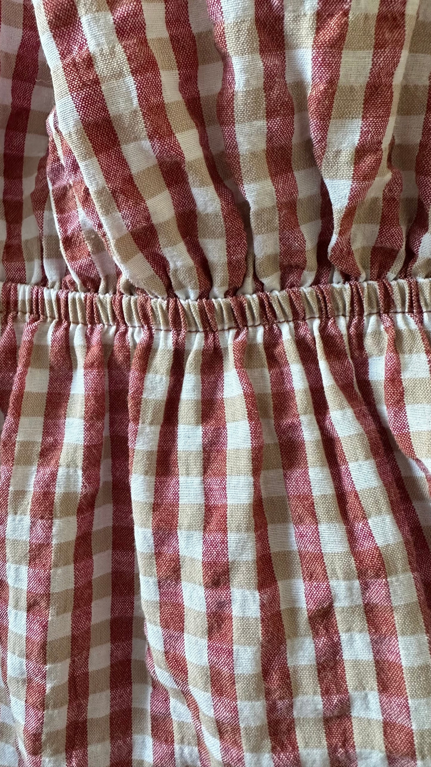 Mango red cream beige gingham check mini tiered dress small large UK 8 10 12 14 vgc