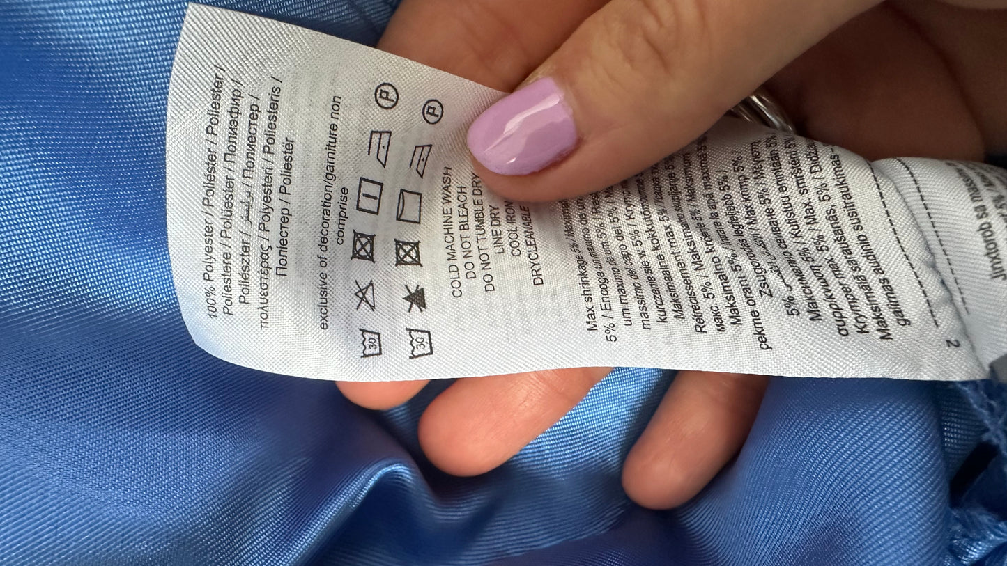 YAS royal blue taffeta satin style tiered maxi dress medium UK 10-12 vgc event