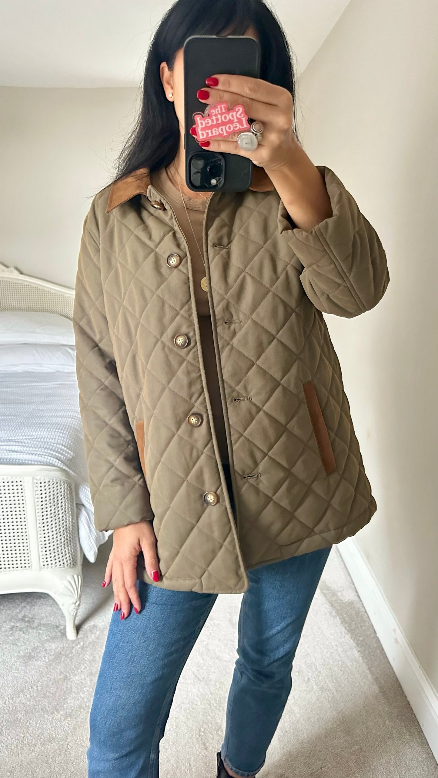 Orvis khaki green quilted barn style jacket coat UK 10 vgc