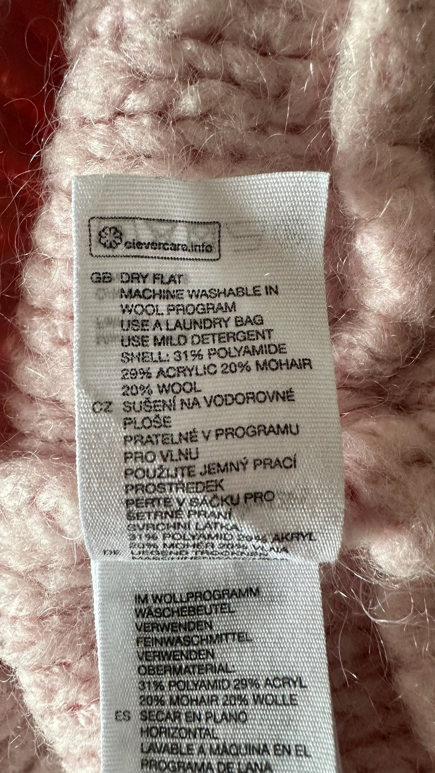 & other stories rose pink knitted wool mohair blend jumper small UK 8-10 vgc w25