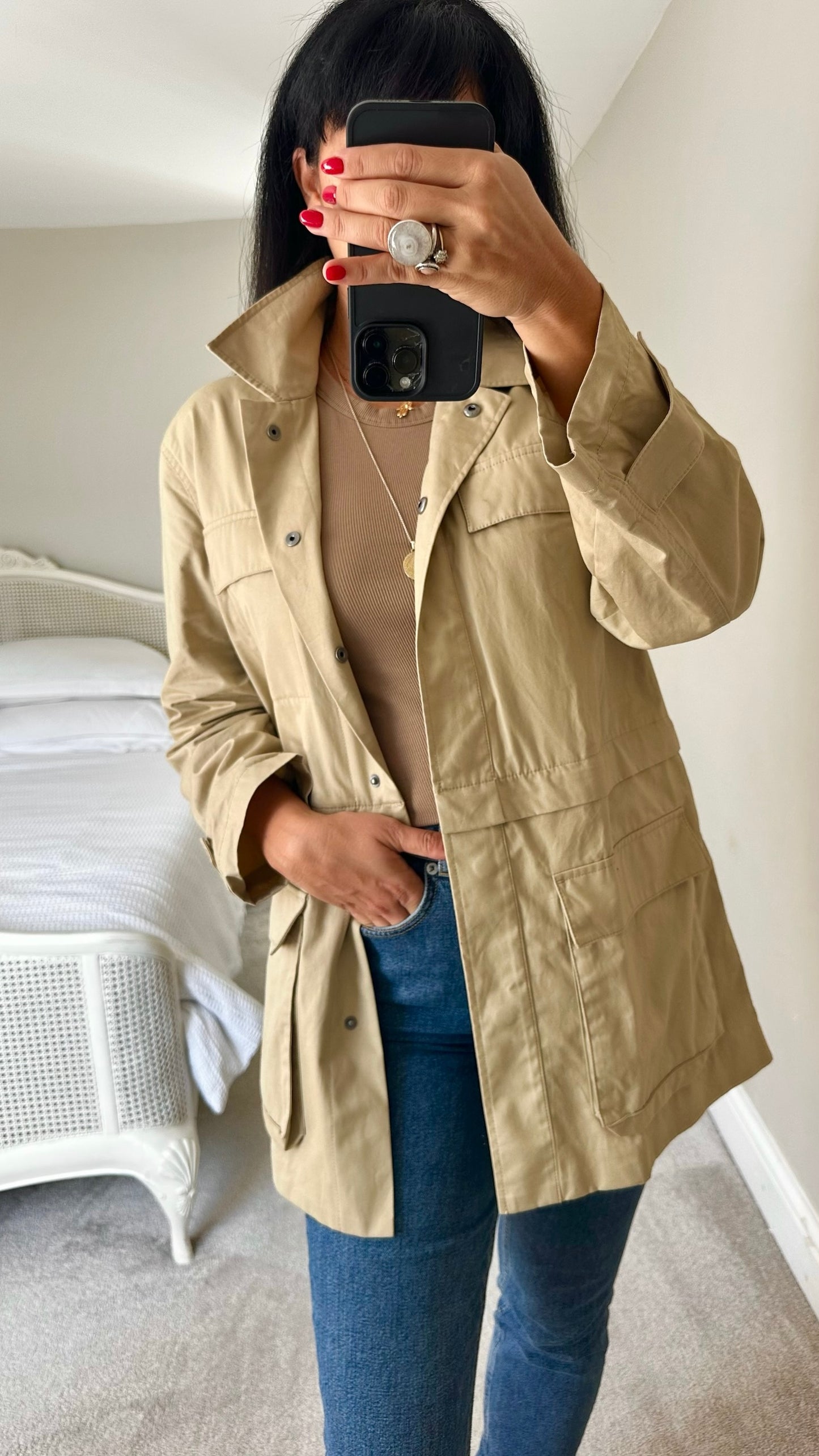 &other stories beige camel utility mac jacket medium M UK 10 excellent used condition