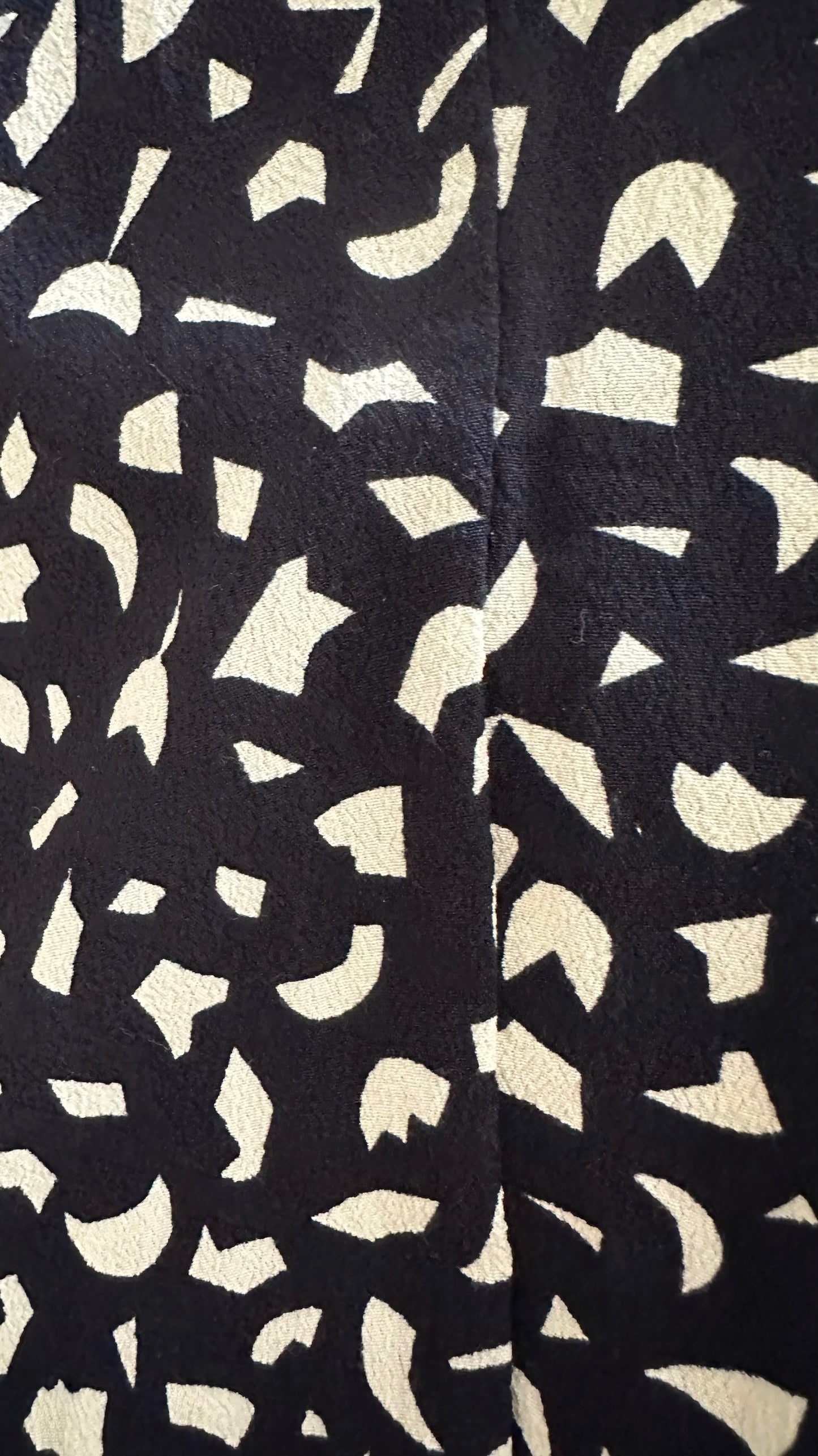 & Other stories black and cream abstract side split long sleeve midi dress extra large UK 14-16
