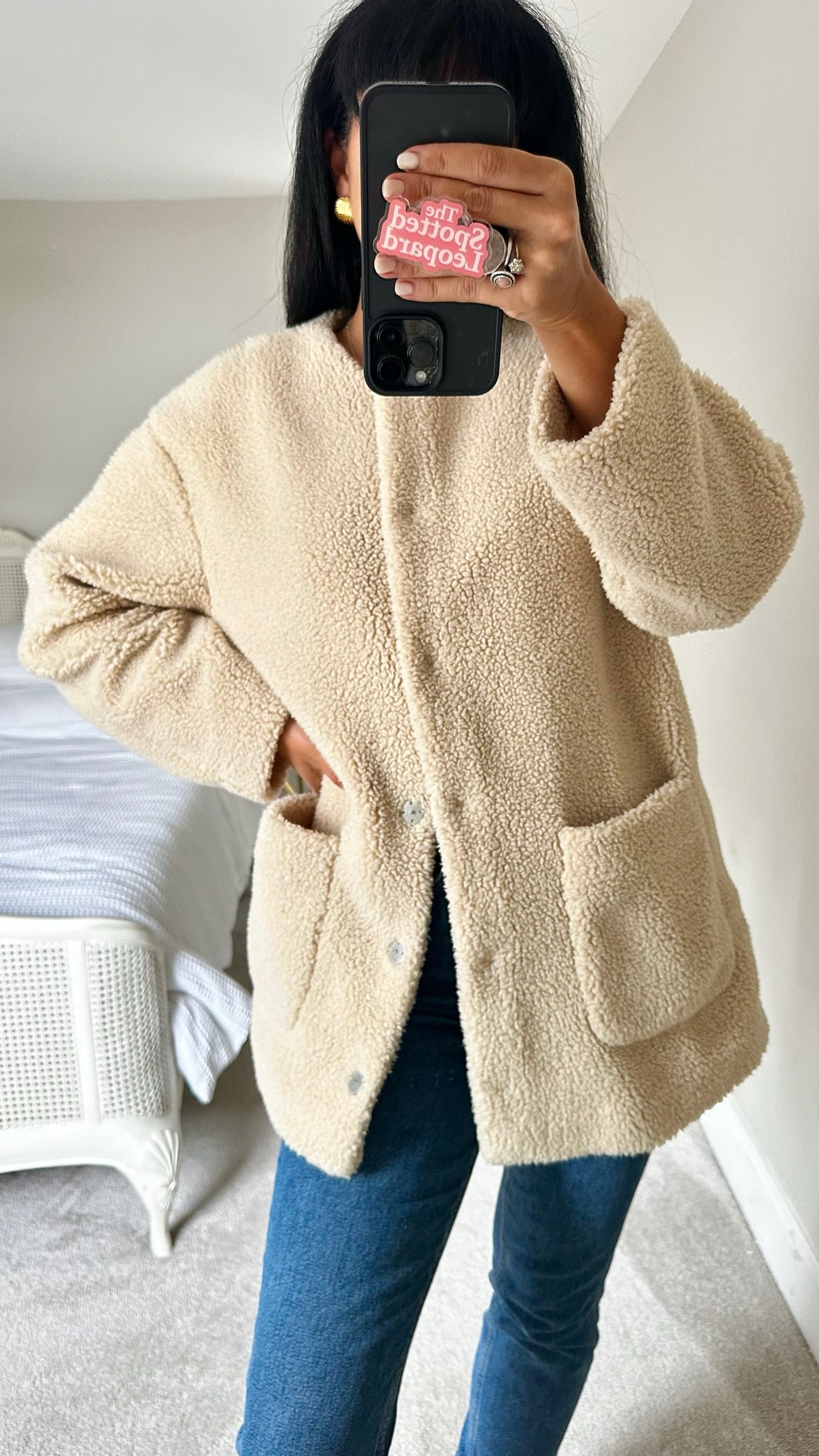 & other stories cream teddy borg coat small UK 8-10 vgc