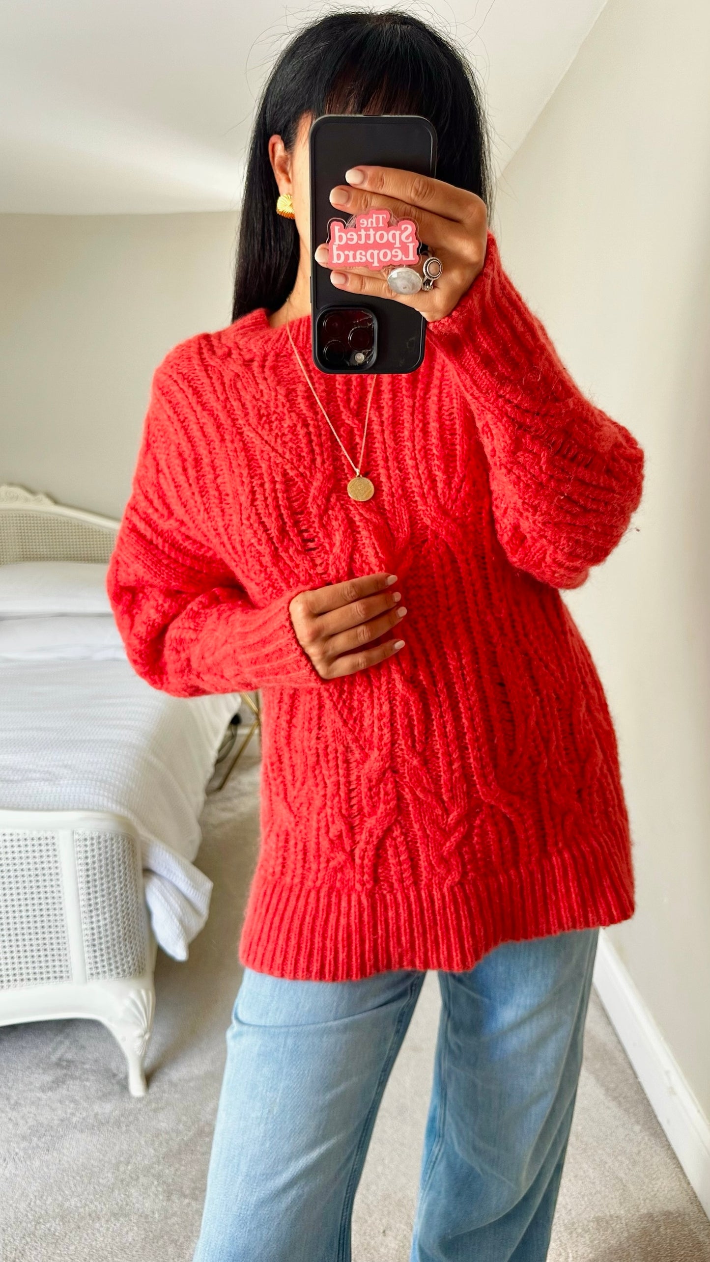 & Other stories coral pink knitted mohair blend jumper large L UK 12 excellent used condition