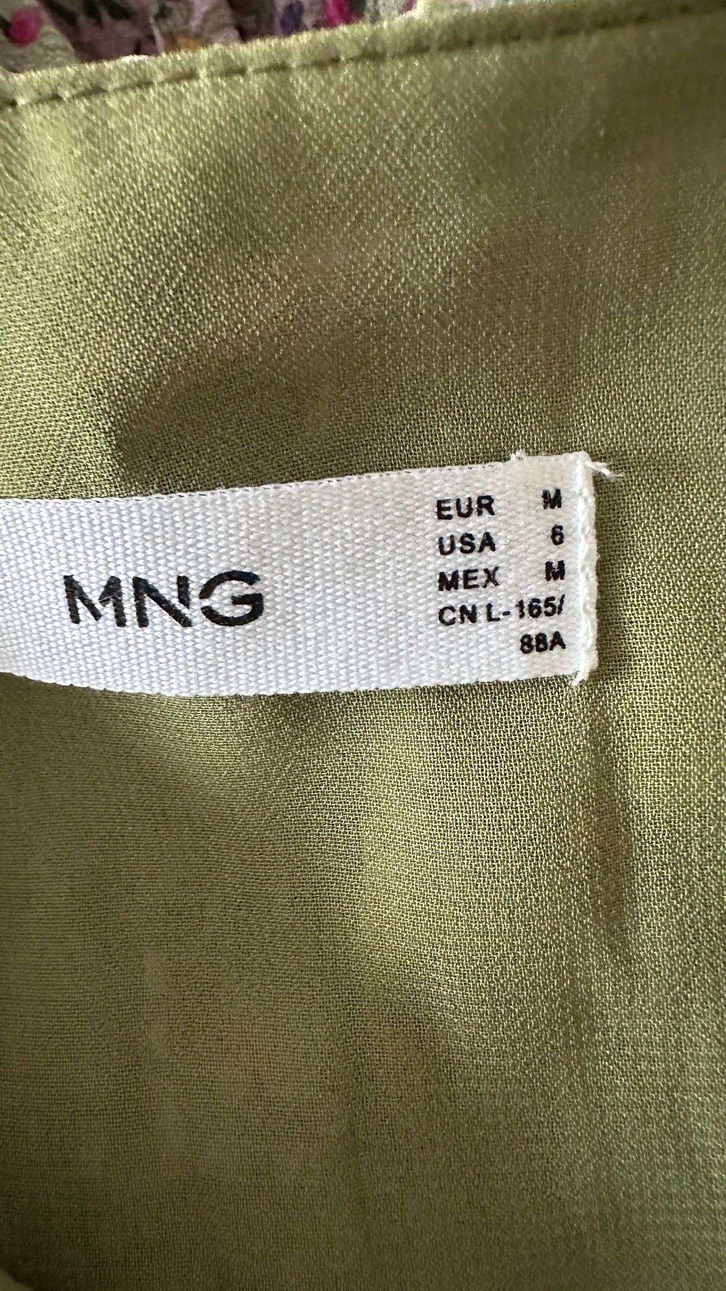 Mango khaki olive lilac green mini smock dress medium UK 10 vgc