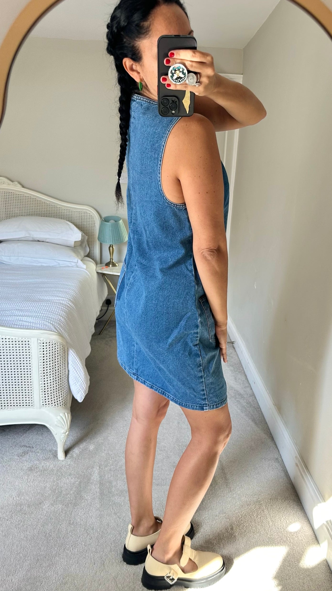 Warehouse patchwork denim casual day dress large UK 12 vgc w25