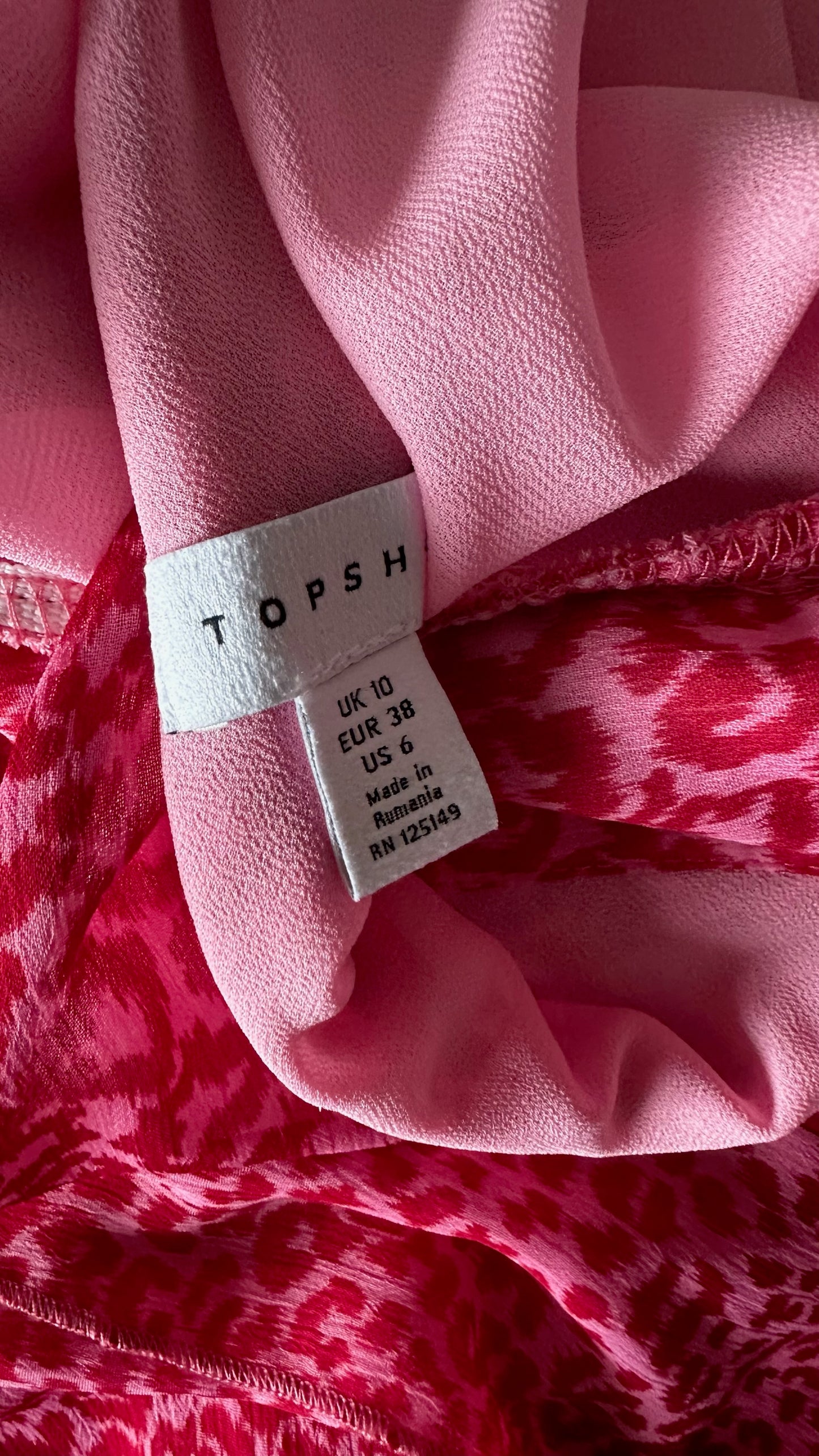 Topshop fuchsia pink leopard print tiered midi event dress small UK 8-10 vgc