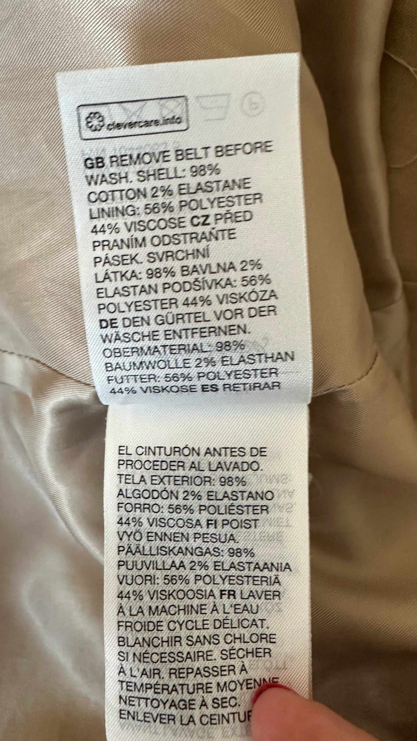 & other stories beige trench coat mac long line medium UK 10-12 vgc w25