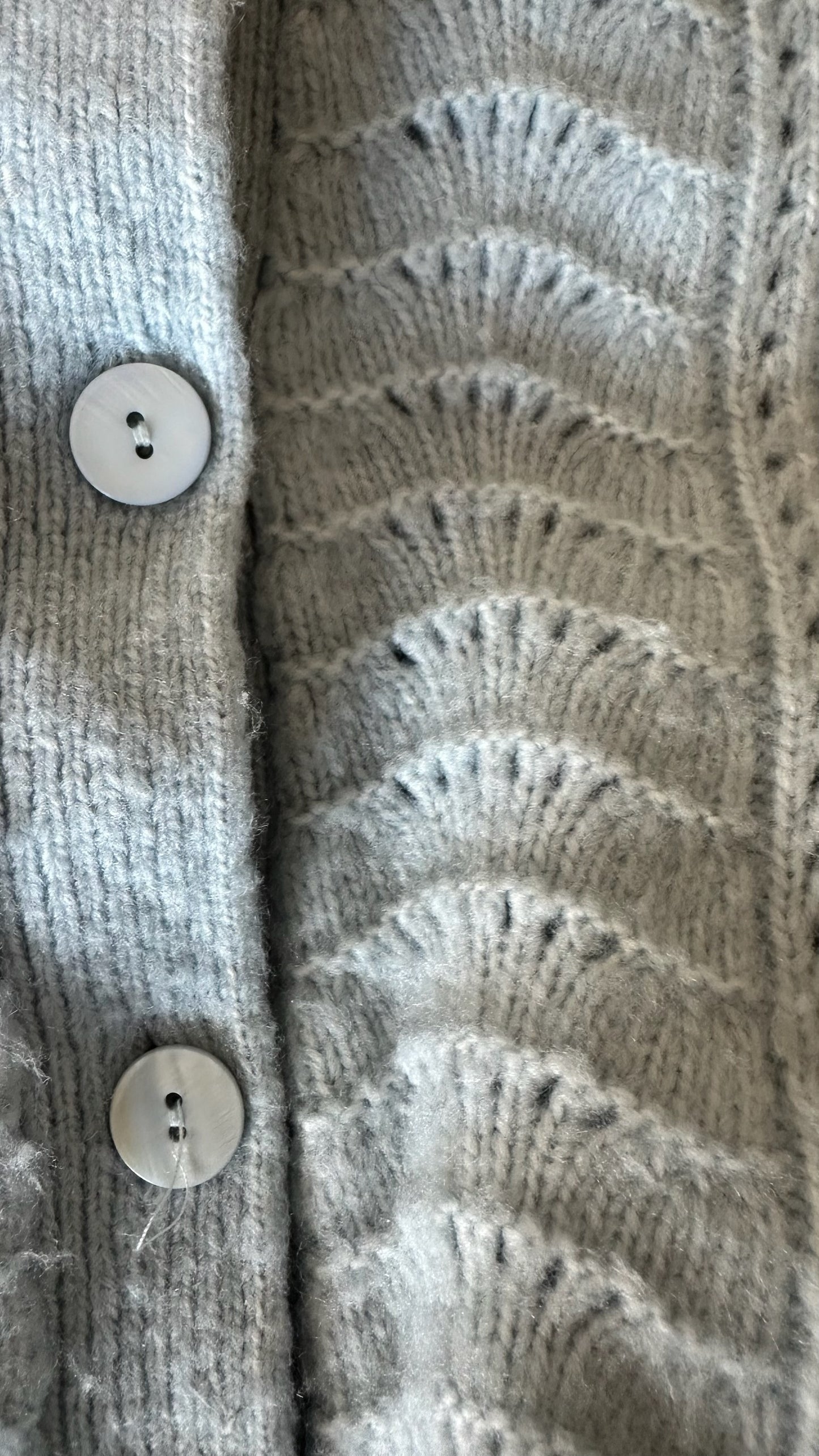 Oliver bonas light blue shell crochet knitted cardigan medium UK 10 vgc w25