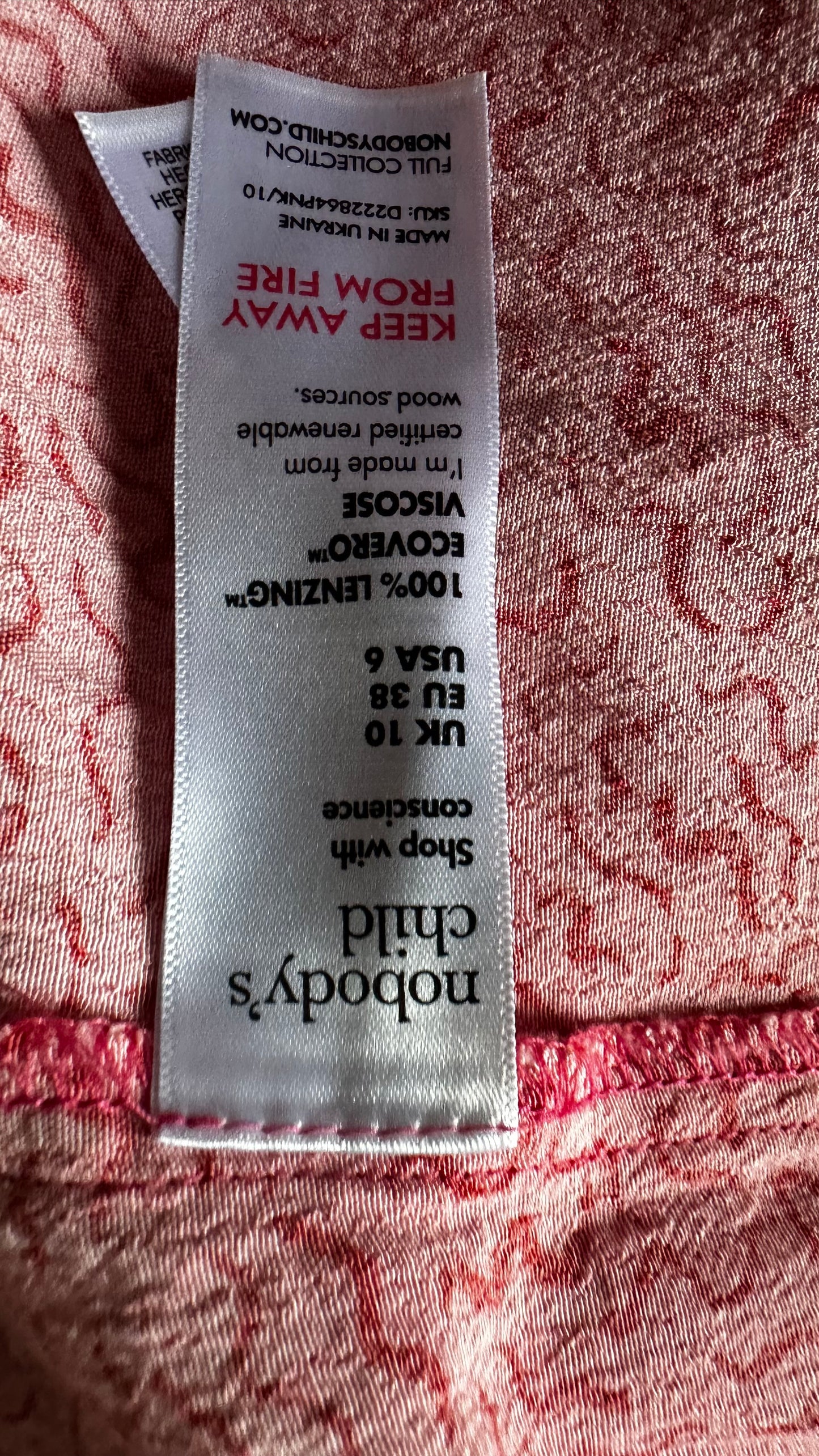 Nobody’s Child pink rose squiggle midis long dress small medium UK 10 12 vgc