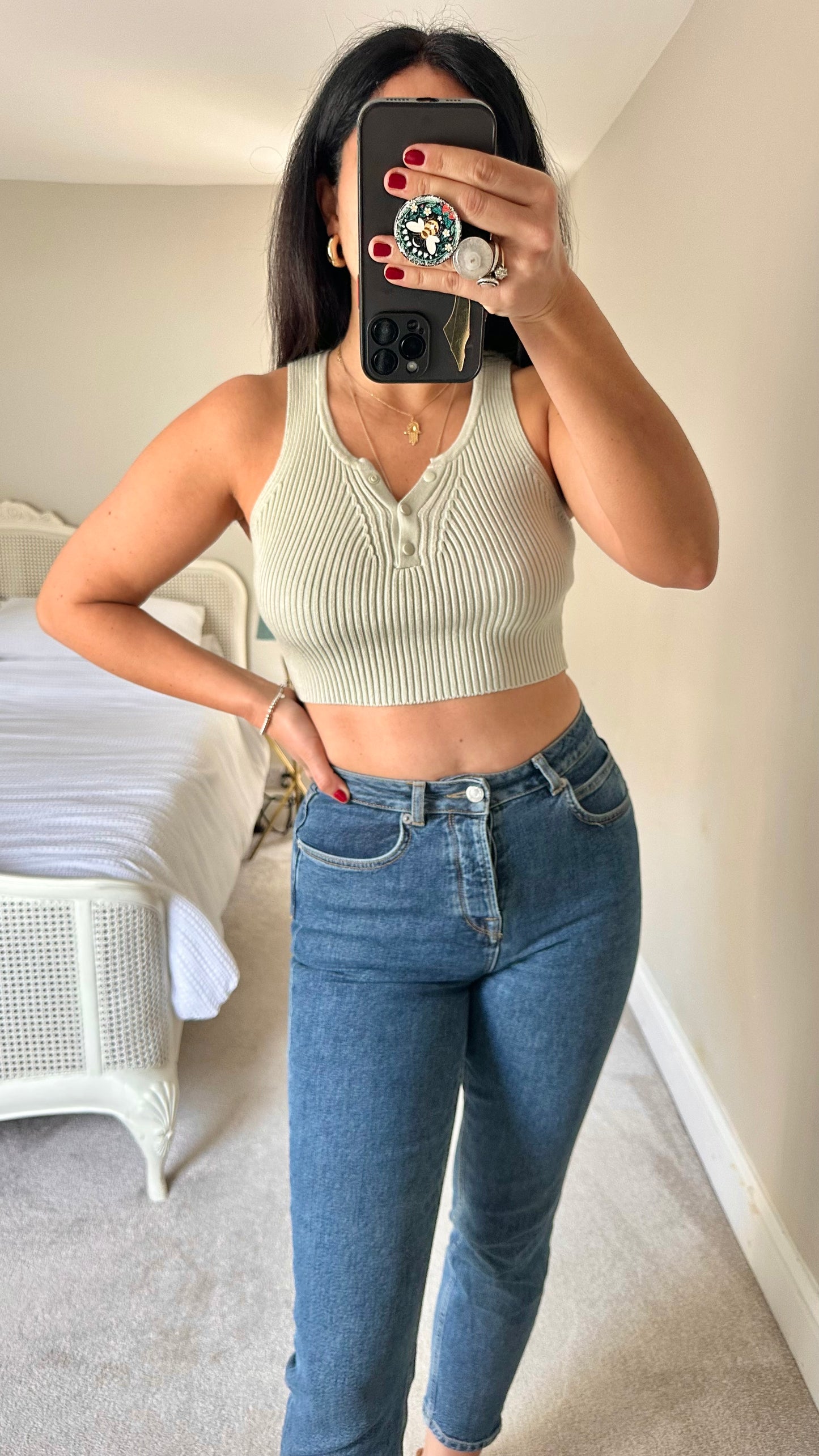 Zara mint green cropped vest top ribbed small UK 8 new