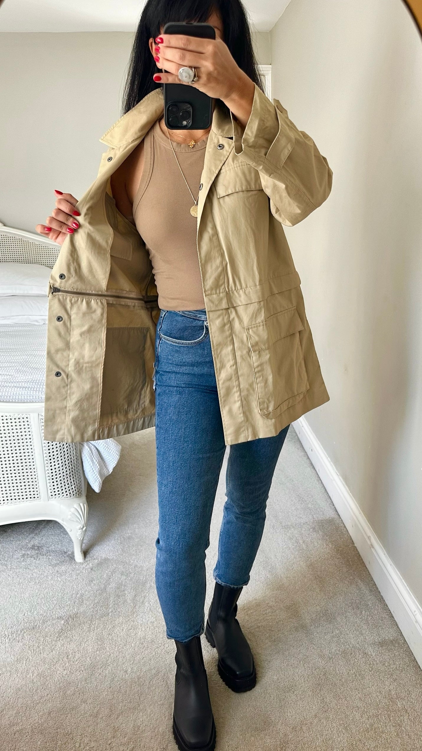 &other stories beige camel utility mac jacket medium M UK 10 excellent used condition