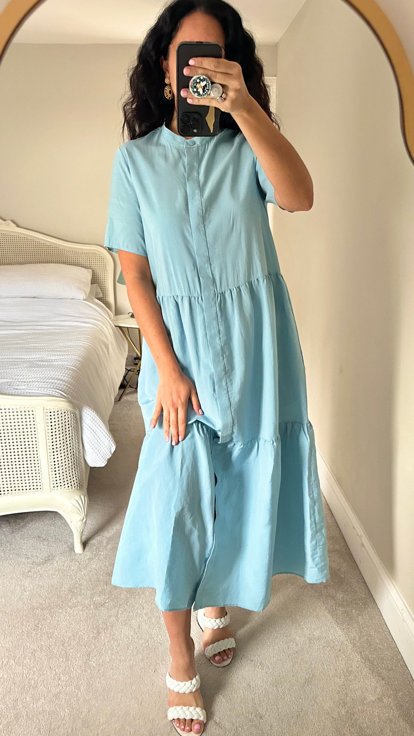 COS light blue button up shirt maxi long dress small medium UK 8-10 vgc