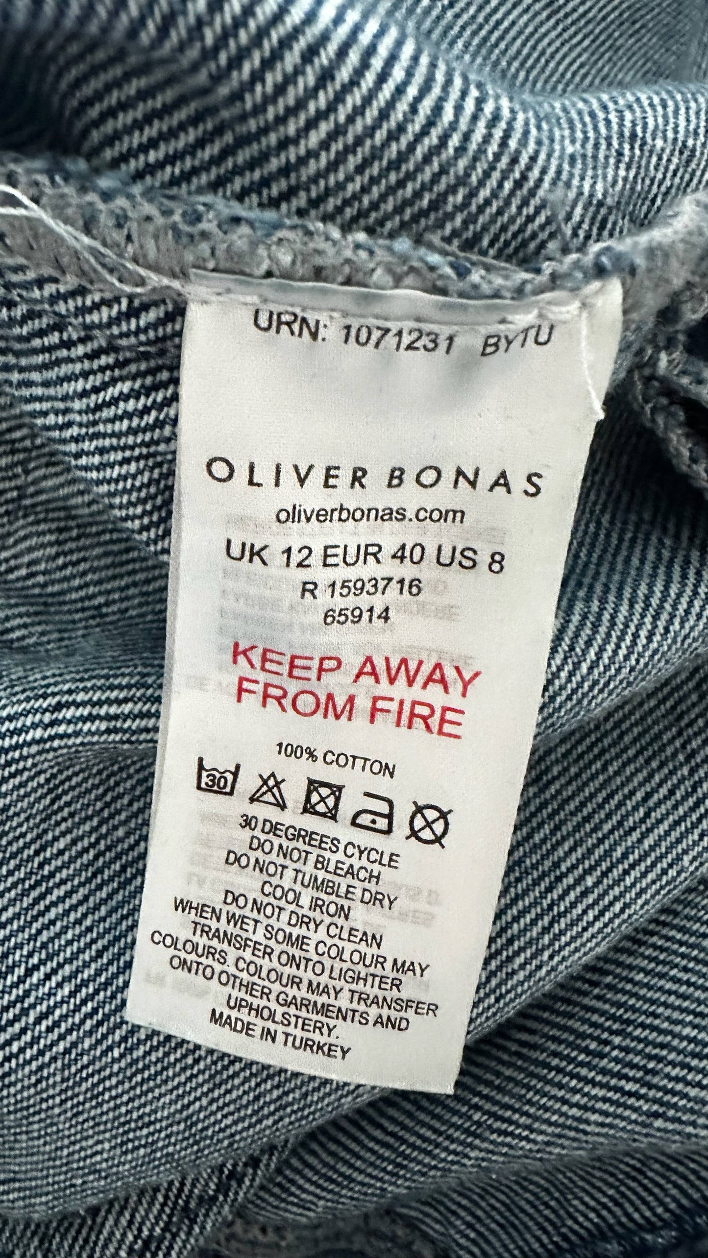 Oliver bonas navy blue denim dungarees jumpsuit trouser suit medium UK 8 12 vgc