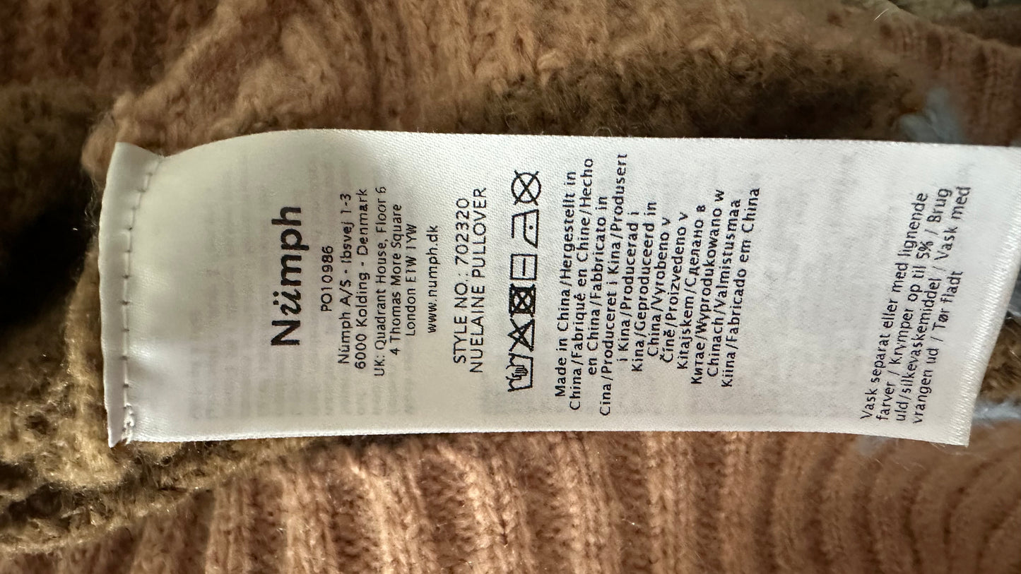 Numph @ Anthropologie brown stripe floral chunky knitted jumper extra large UK 14 vgc