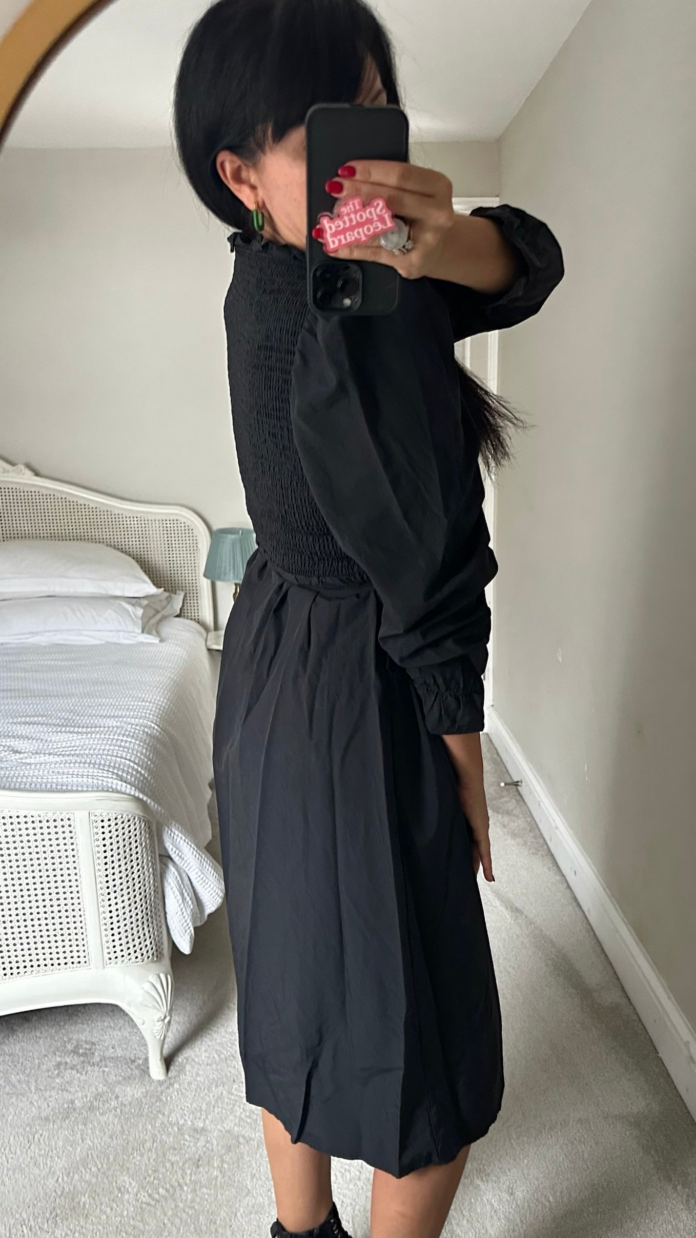 & other stories black ruched bust wrap midi dress small UK 8 vgc