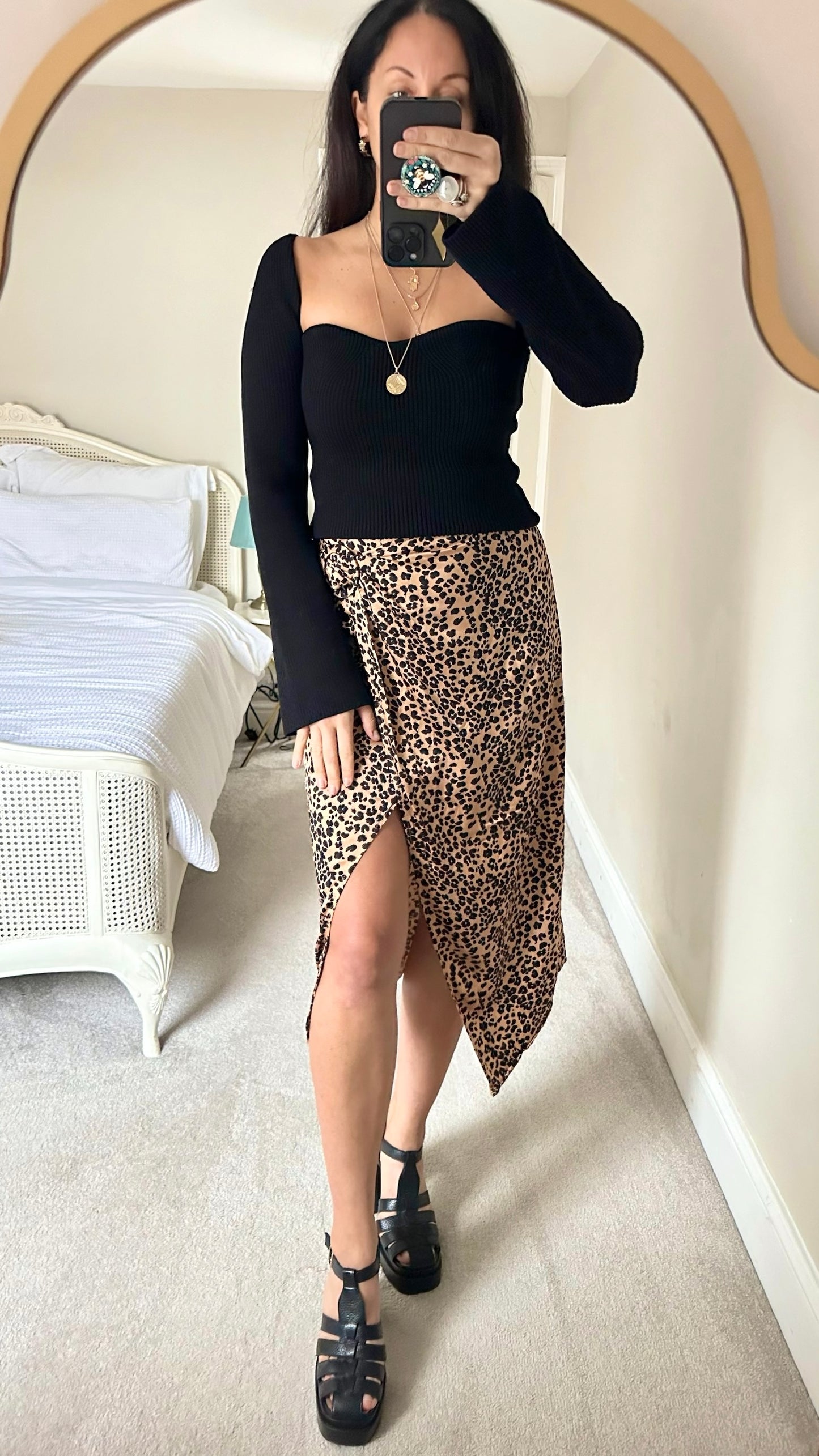 & Other stories leopard print side tie midi wrap skirt medium extra large M UK 10 14 vgc