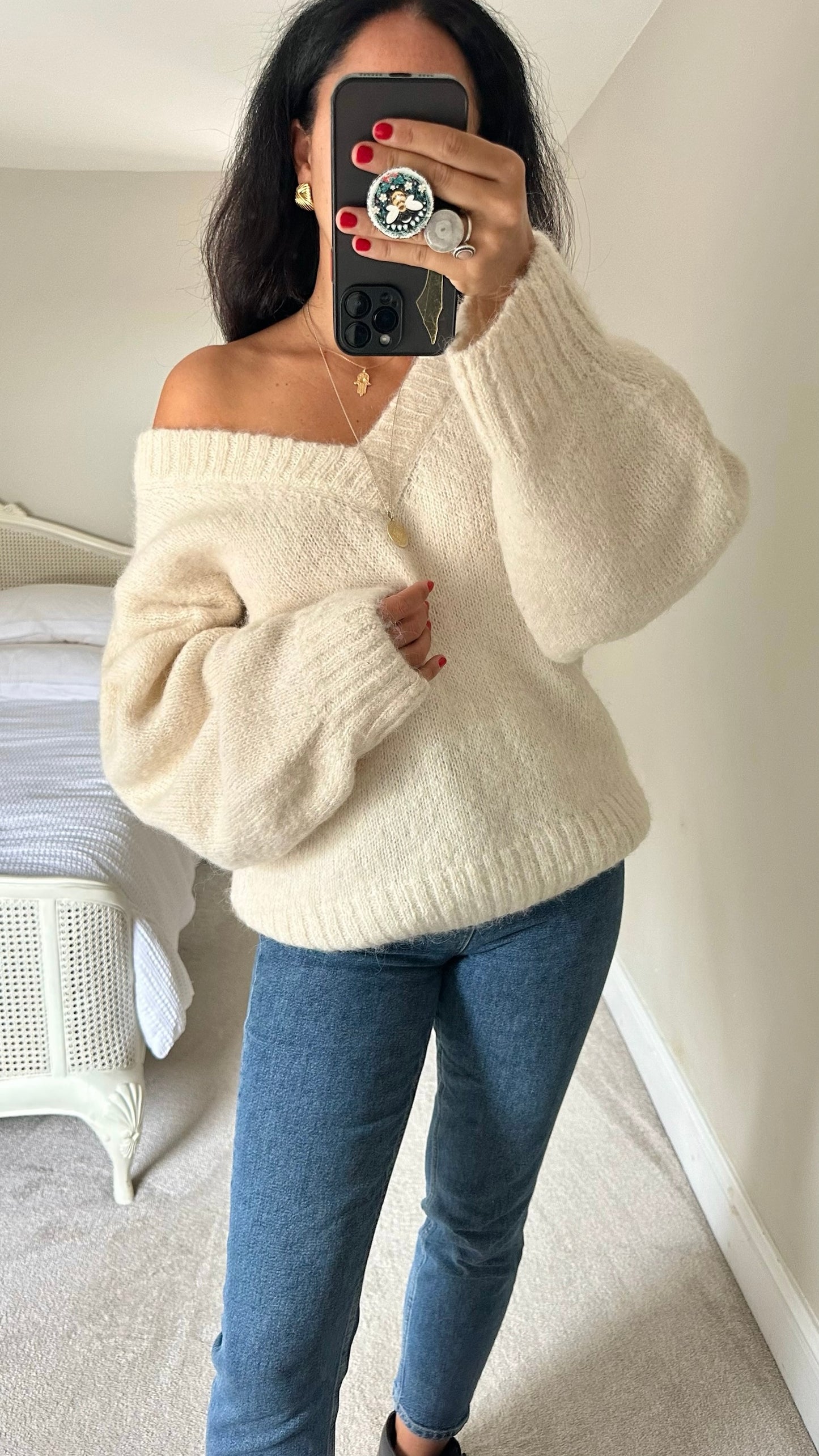 & other stories cream white alpaca blend knitted jumper oversized extra large UK 14 vgc w25