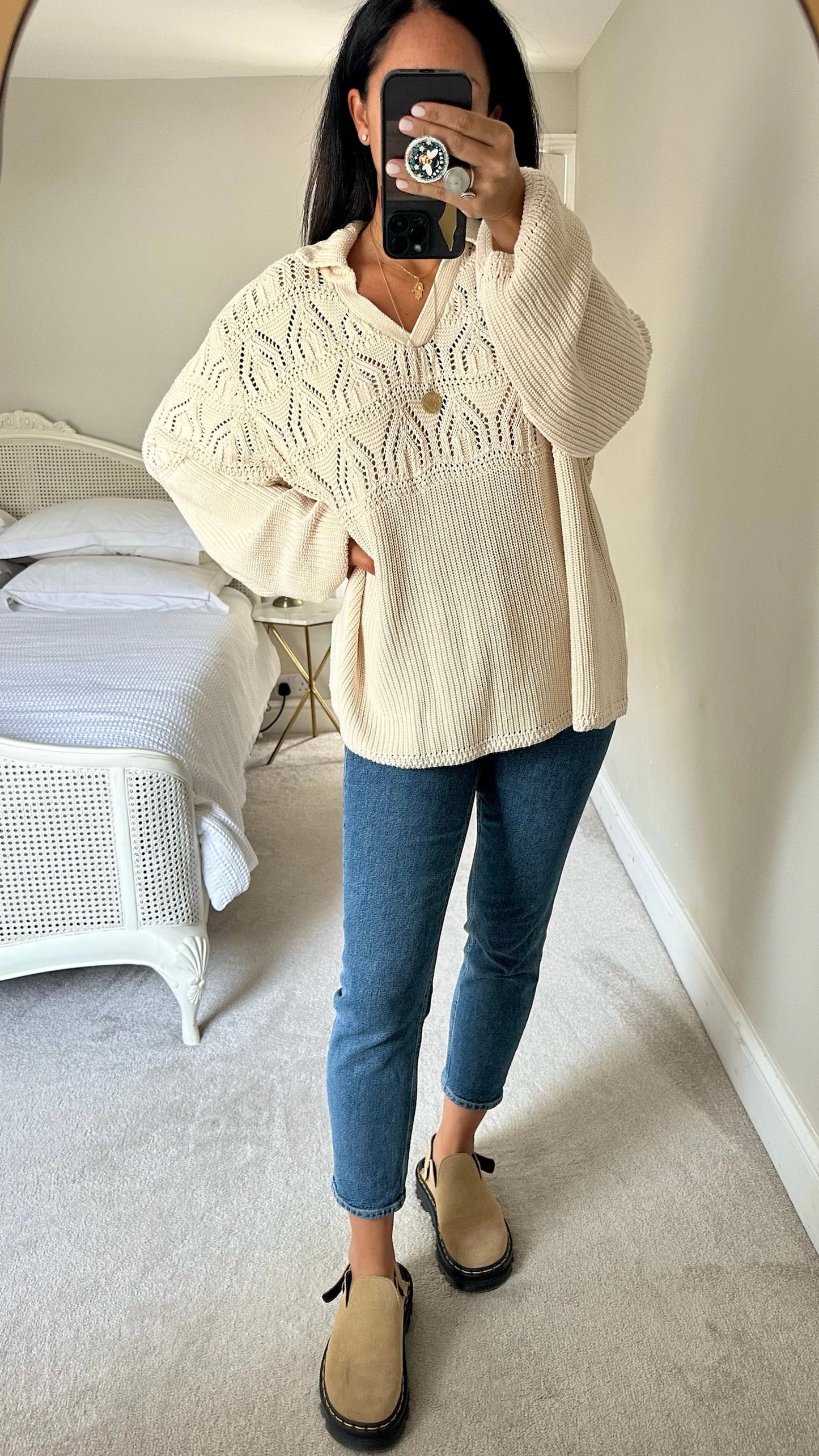 Nobody's child cream crochet knitted jumper extra large UK 16 vgc w25