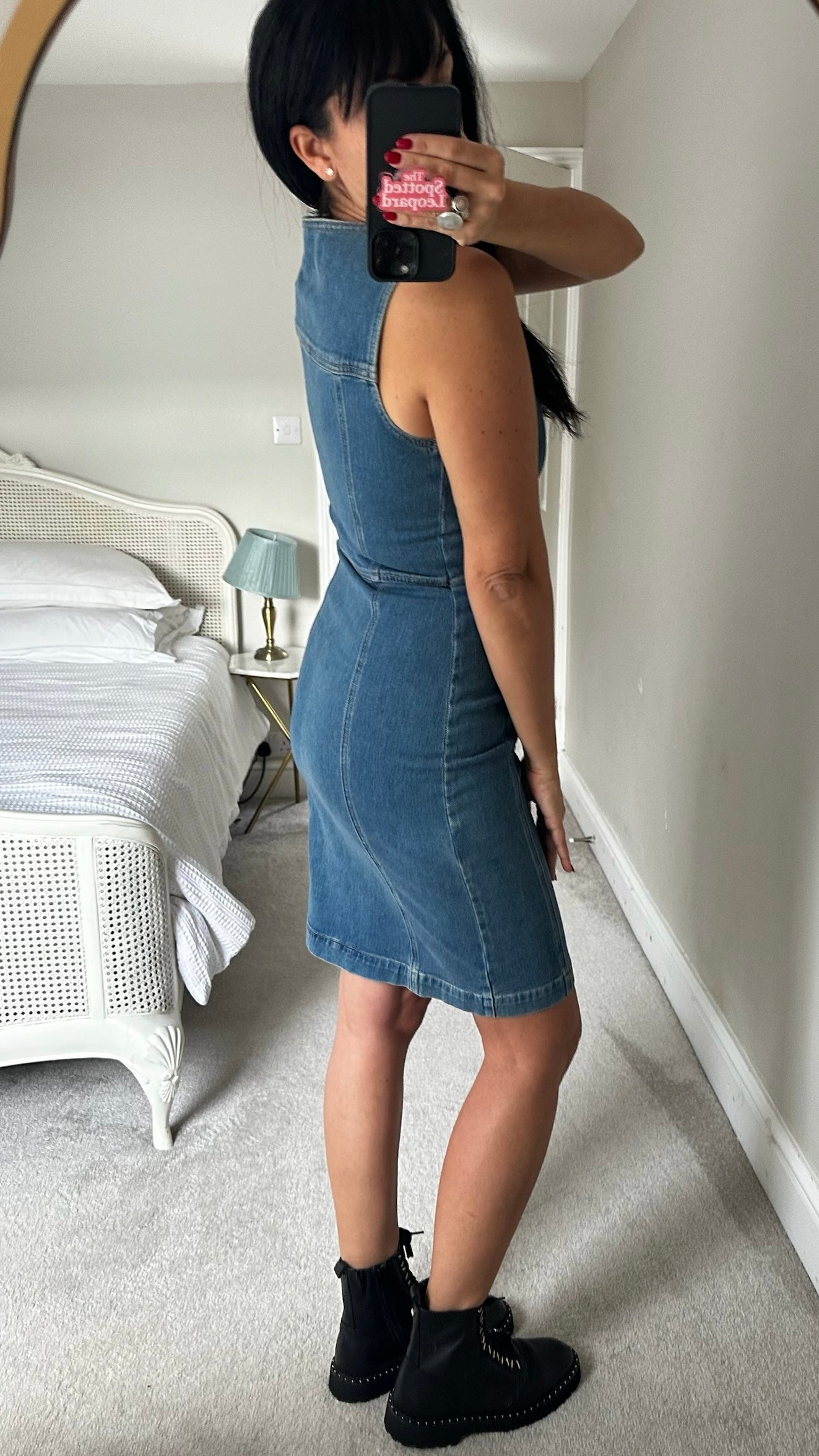 Selected femme @ Anthropologie blue denim button up mini dress small UK 8 vgc