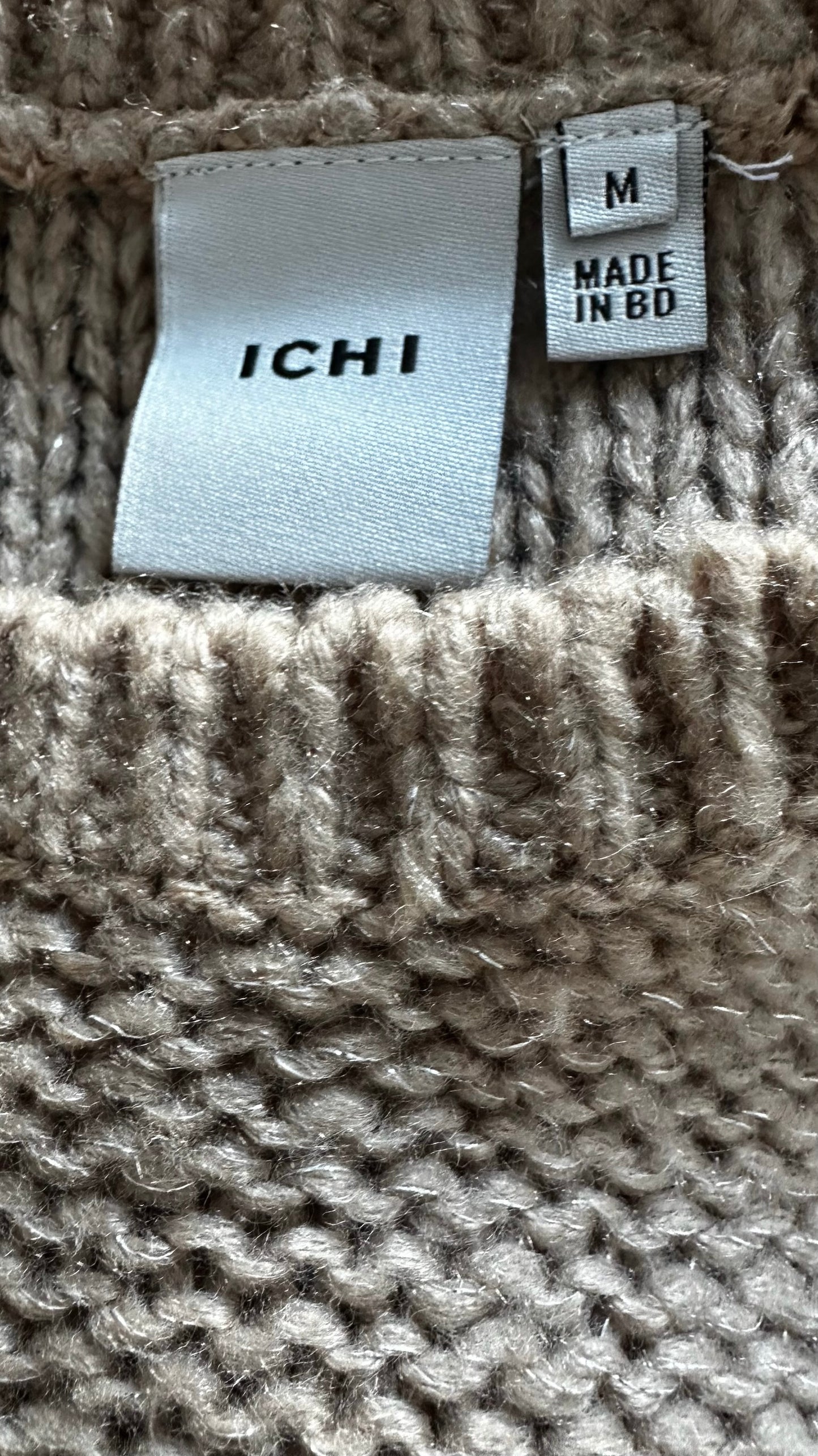 Ichi metallic beige  knitted jumper large L UK 12-14 excellent used condition