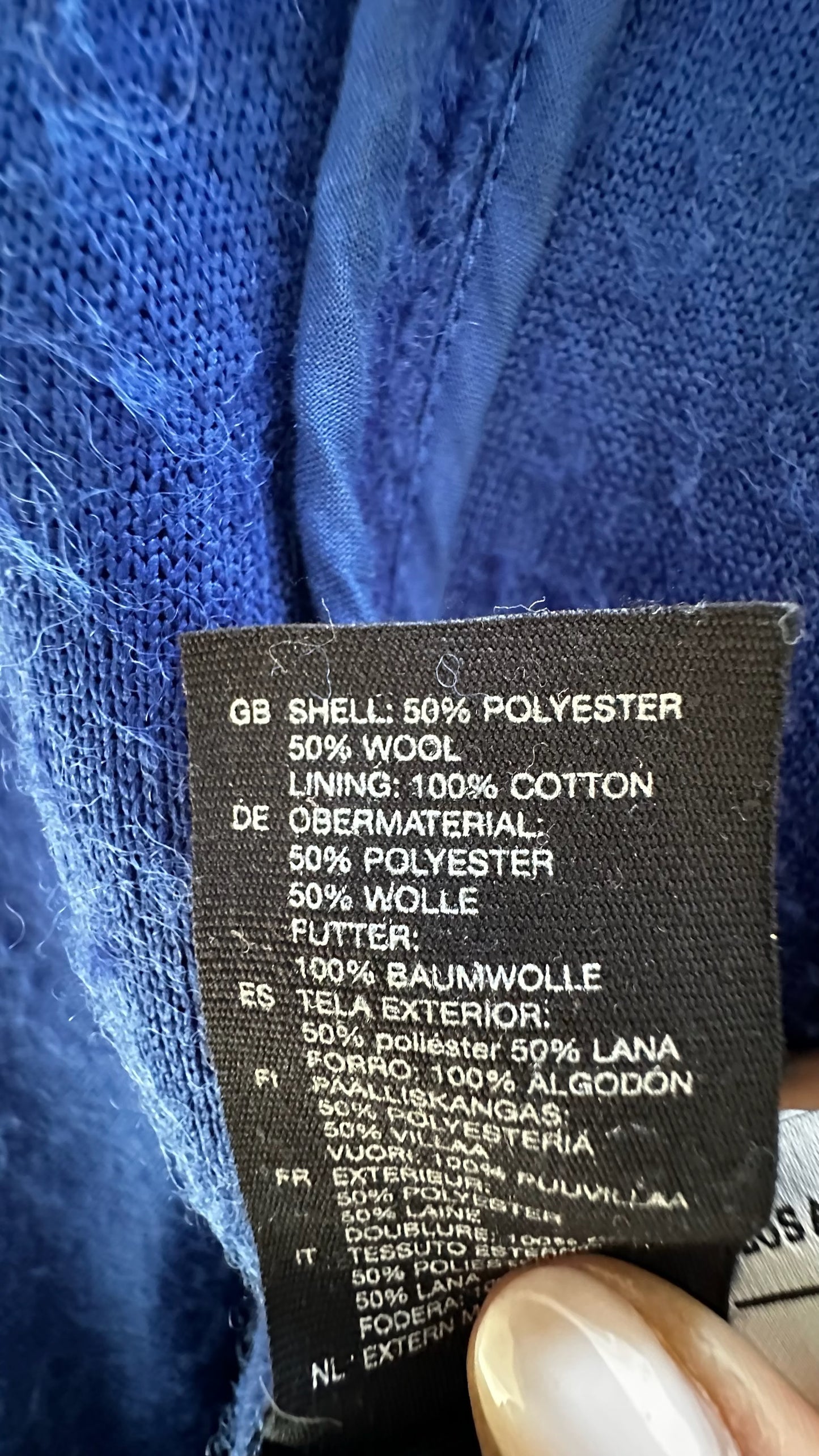 & other stories cobalt blue wool blend long line winter coat jacket medium UK 10-12 vgc w25