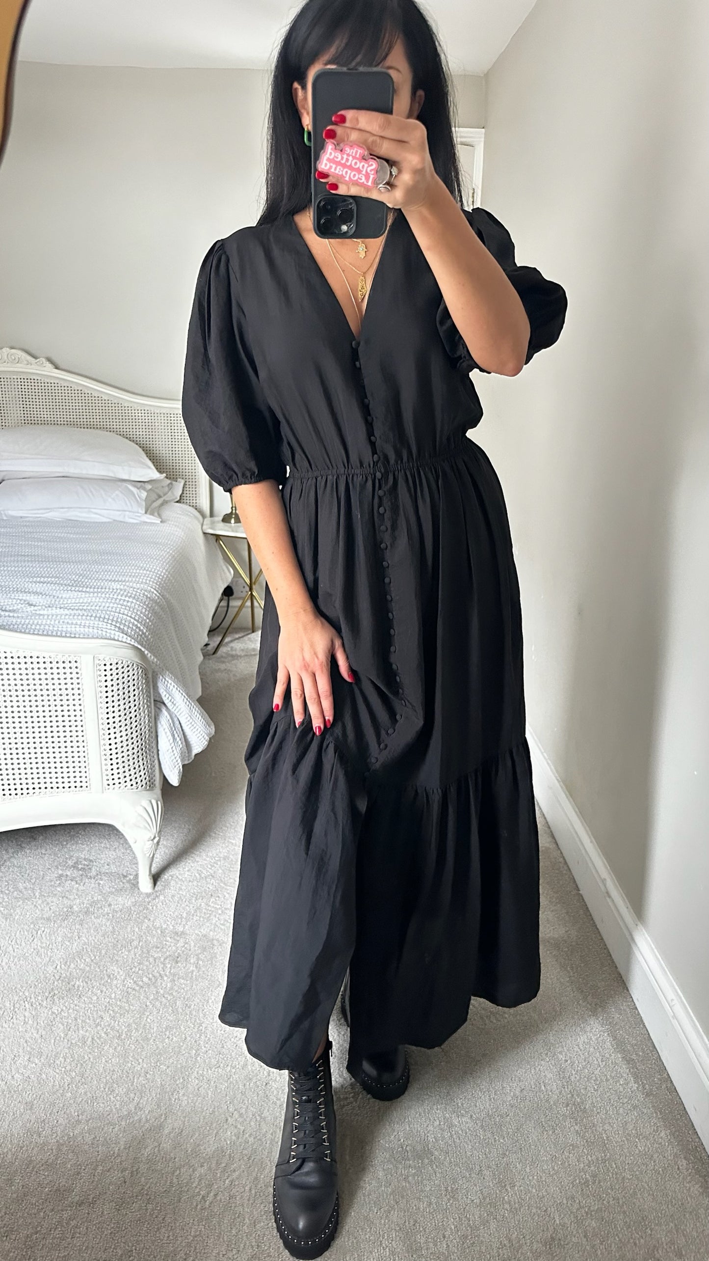 & other stories black button up maxi dress UK 12 vgc