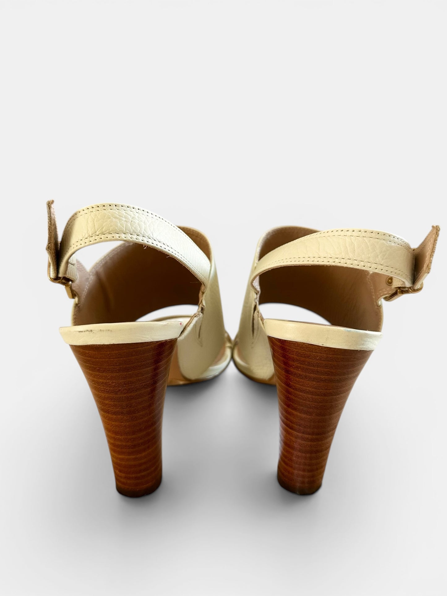 Reiss cream leather sandals shoes heels slingbacks holiday UK 6 EU 39 vgc