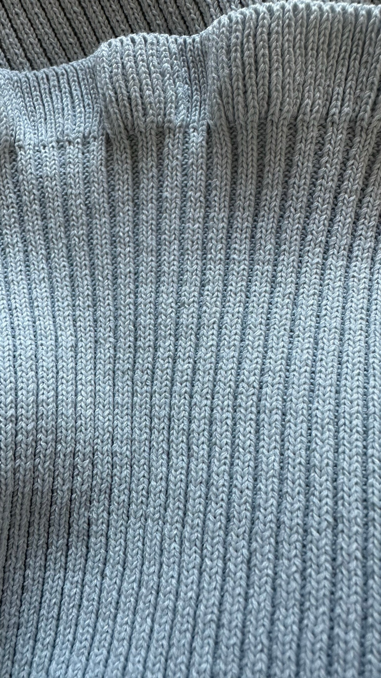 Zara blue ribbed knit top medium M UK 10 vgc