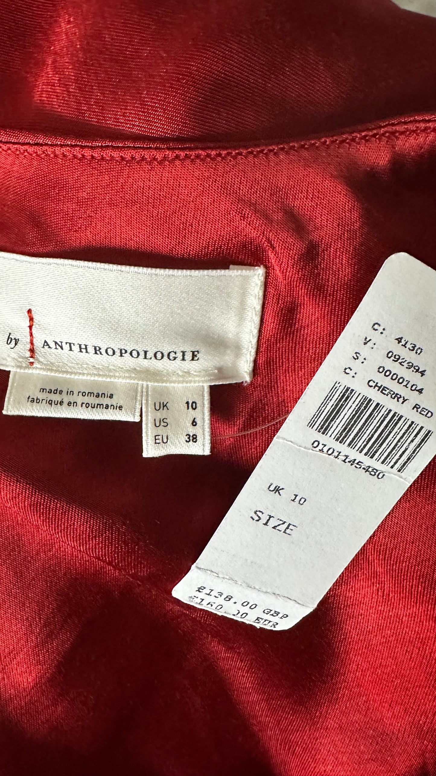 Anthropologie rust red coral satin maxi event wedding guest dress cowl neck new bnwt UK 10 12-14 medium