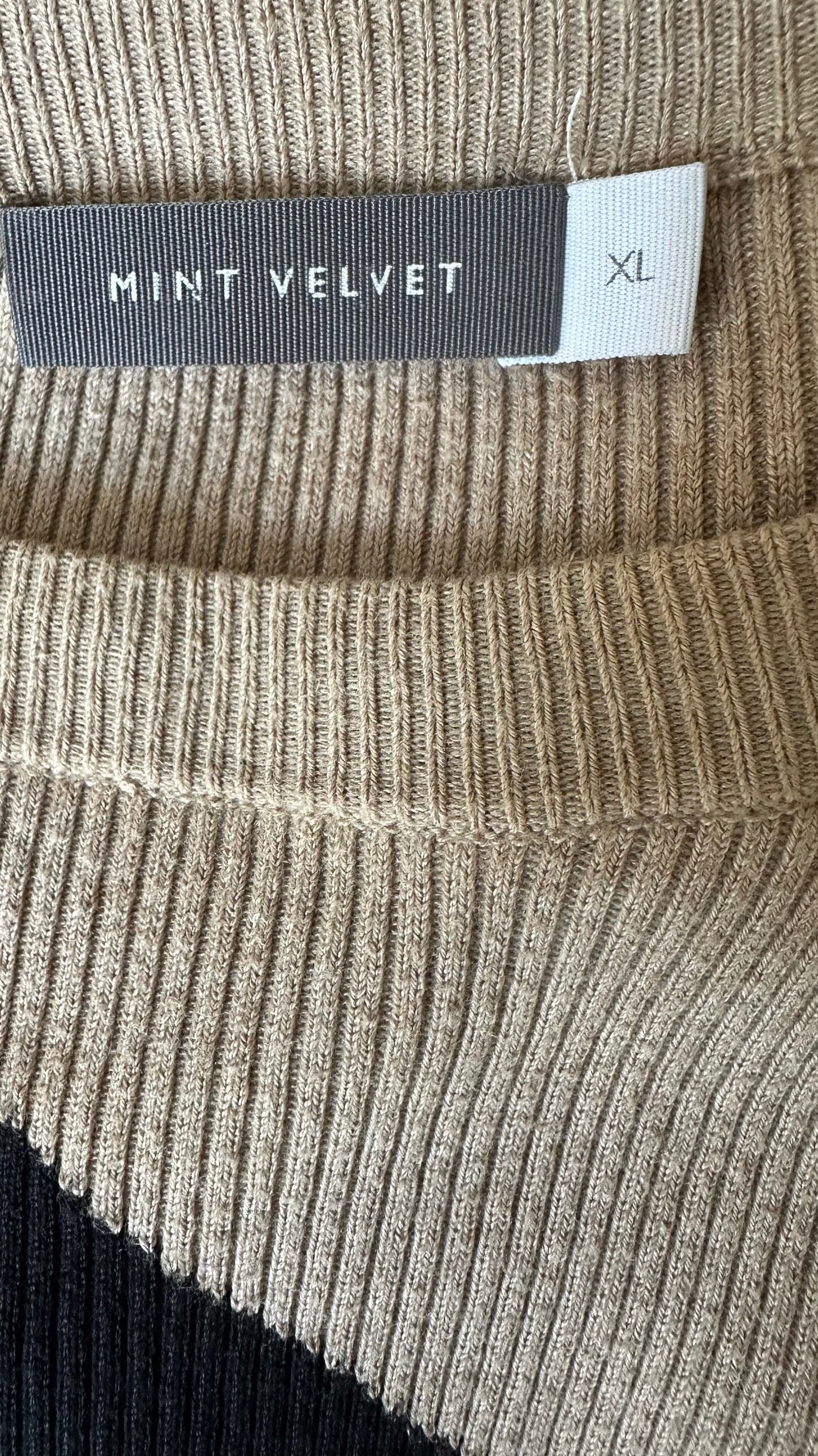 Mint velvet black beige contrast knitted jumper long sleeve top jumper extra large XL UK 14 excellent used condition