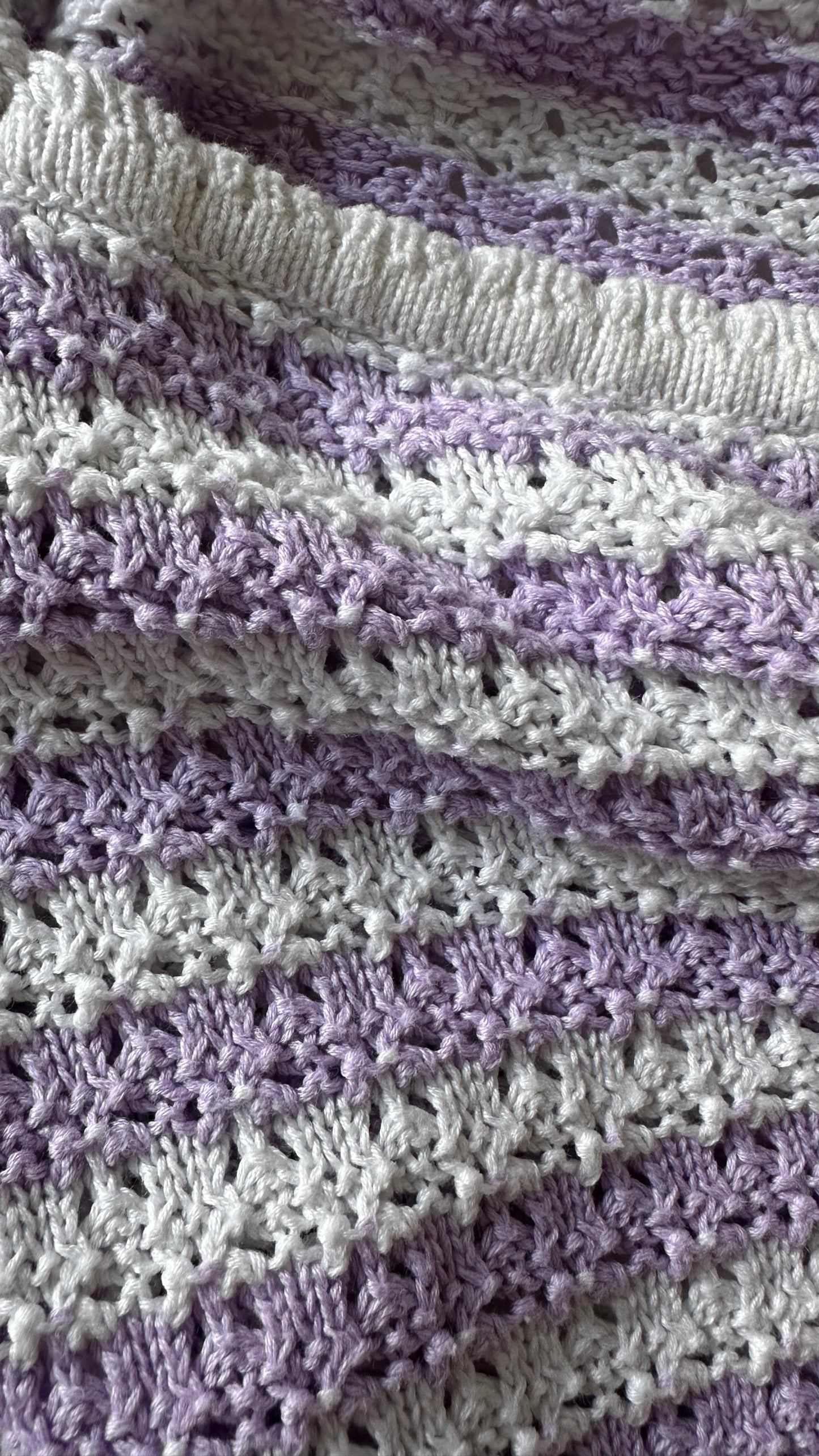 Kitri lilac cream white crochet knitted cardigan small medium UK 10 vgc