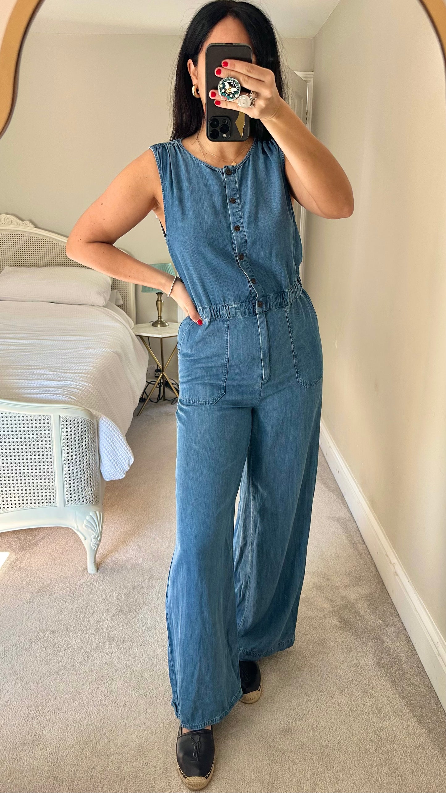 Oliver Bonas denim jeans jumpsuit boiler suit small UK 8 vgc