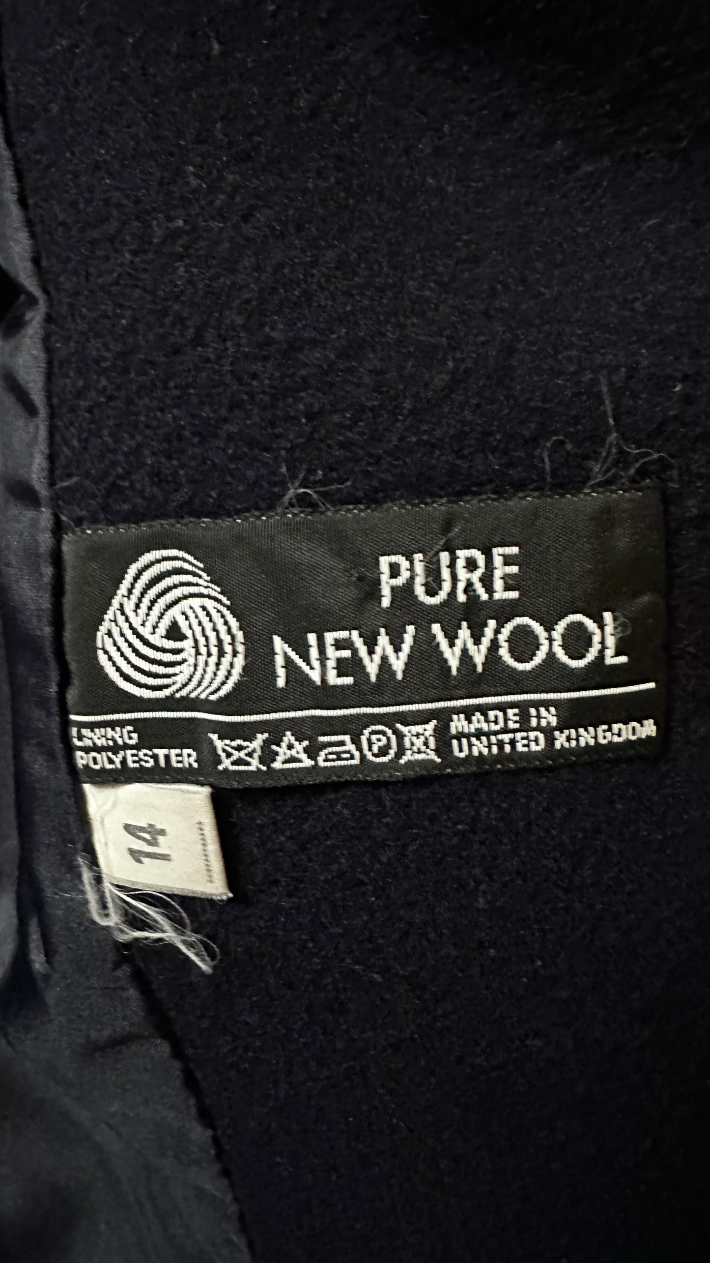Planet vintage navy blue pure wool coat jacket extra large UK 14 vgc long